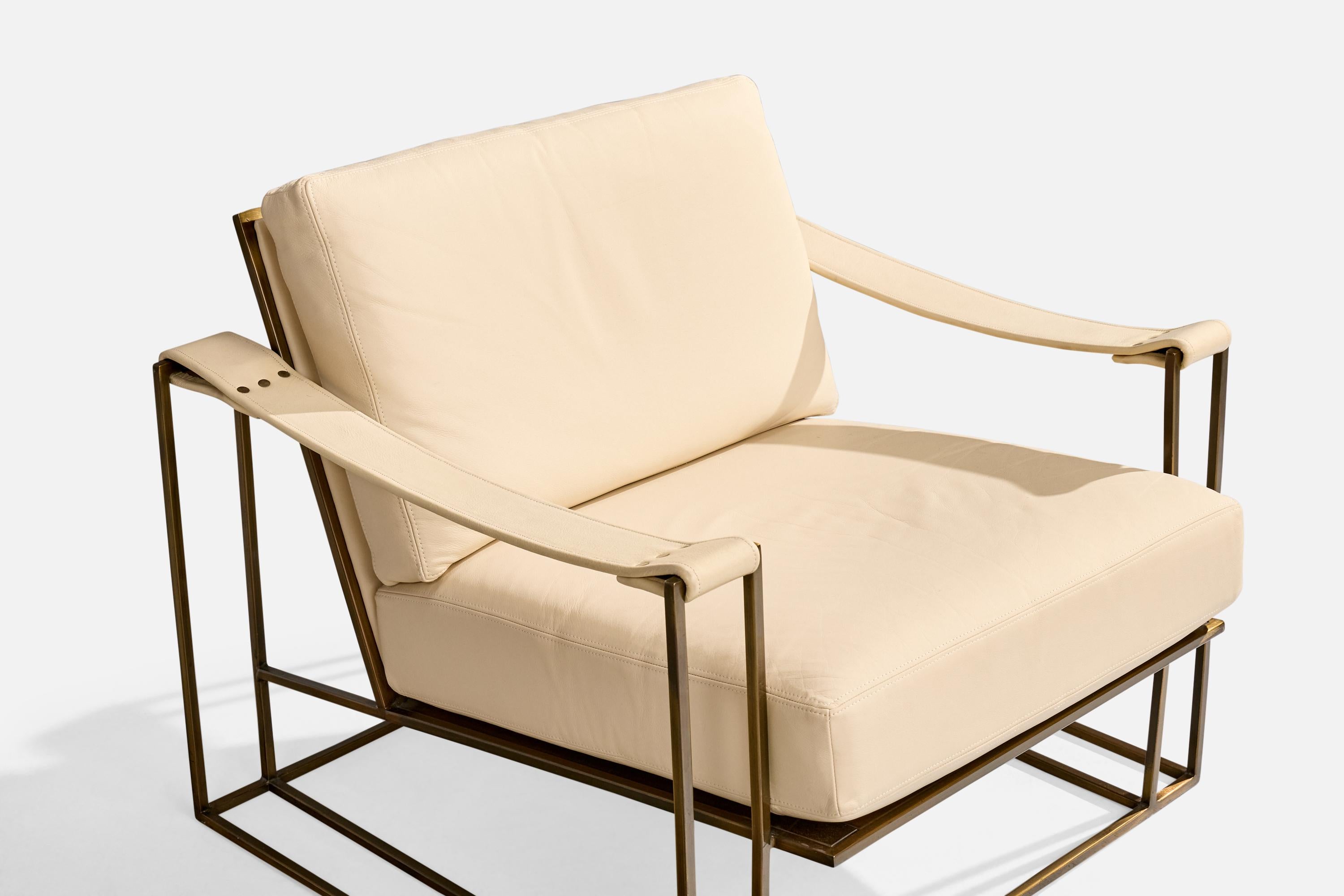 Acciaio Milo Baughman, Sedia da salotto, pelle, acciaio, USA, 1972 in vendita