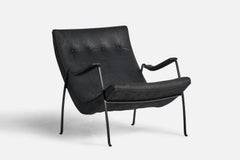 Milo Baughman, Loungesessel, Metall, Leder, USA, 1960er Jahre