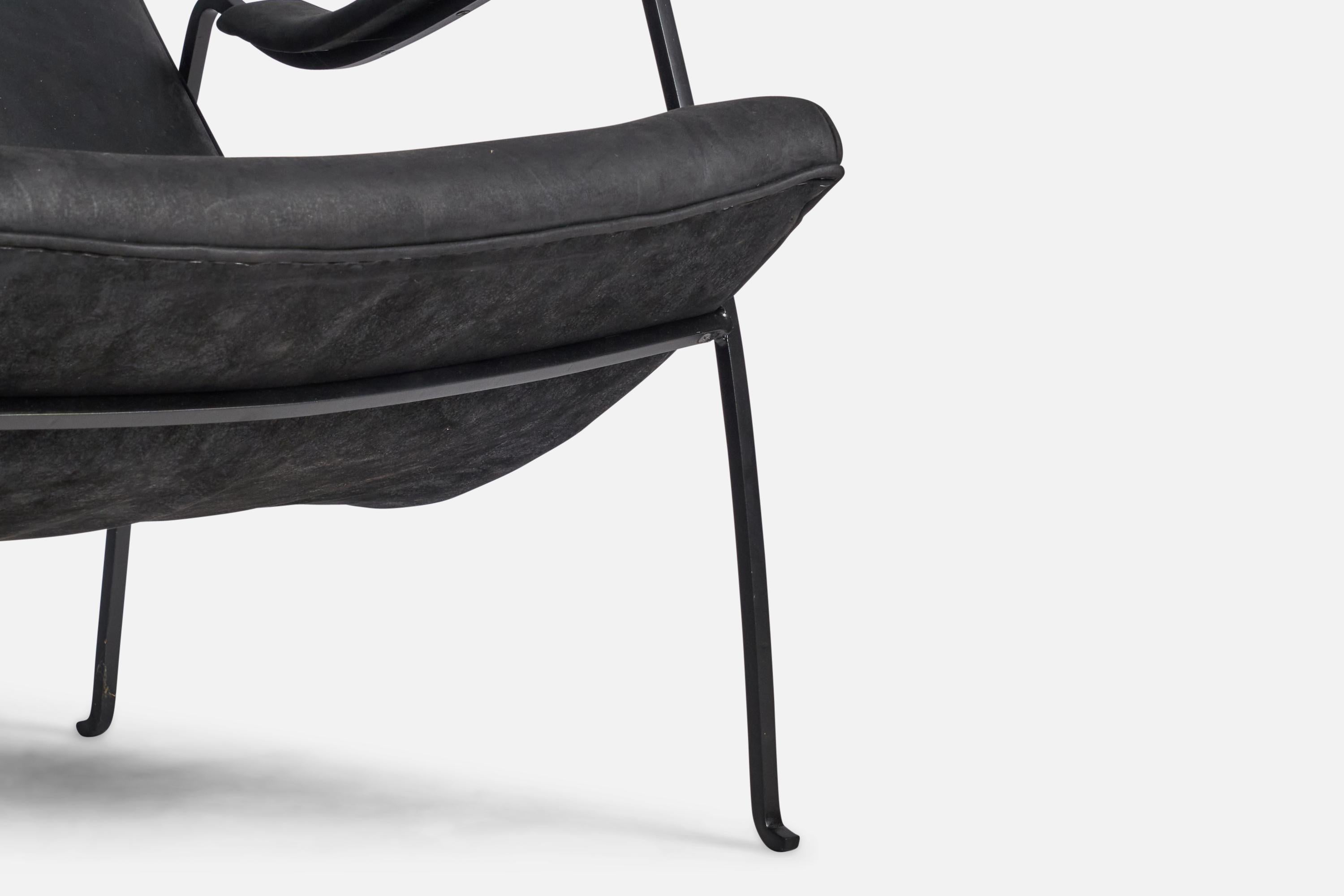 American Milo Baughman, Lounge Chair, Metal, Leather, USA, 1960s For Sale