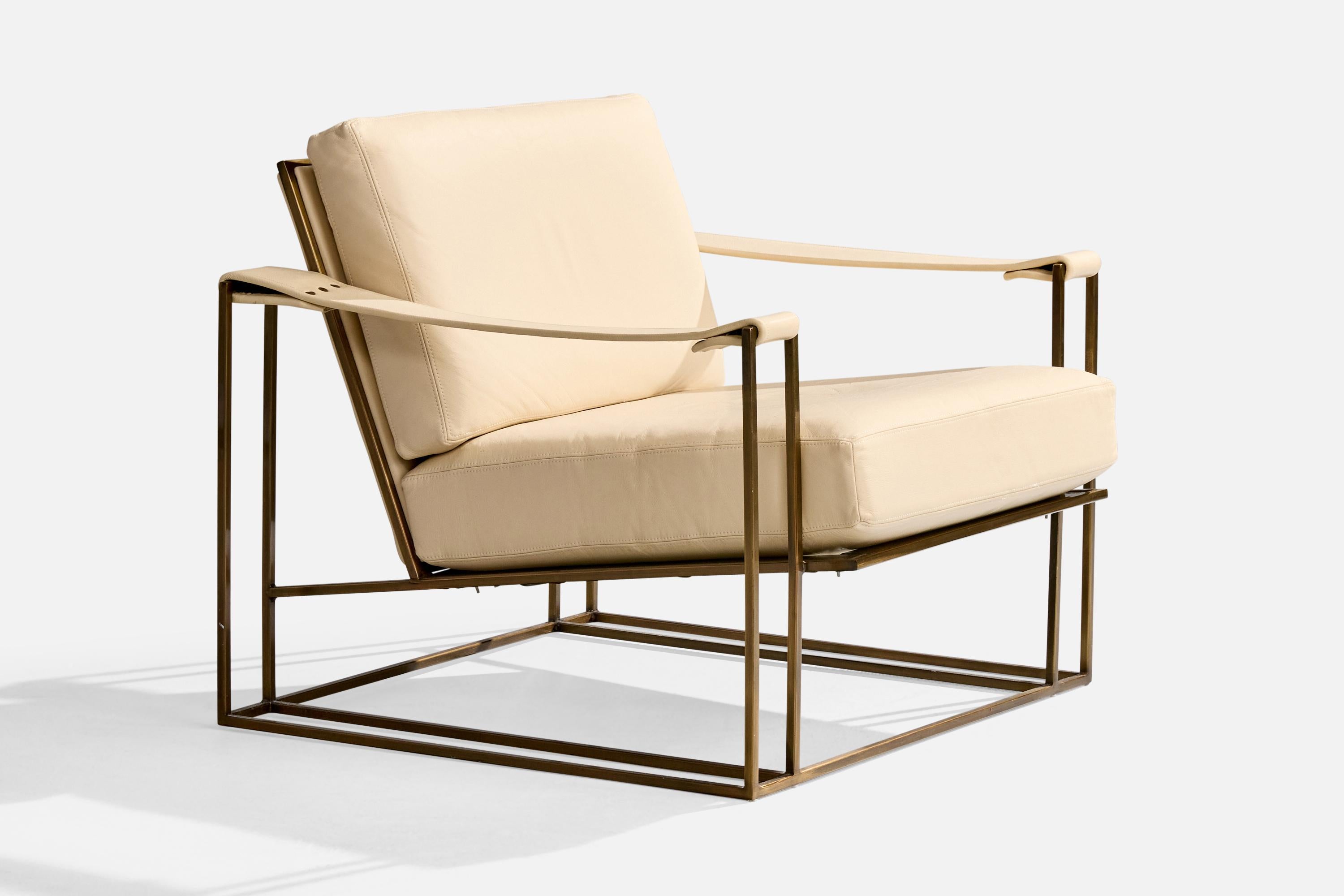 Mid-Century Modern Milo Baughman, Lounge Chair with Ottoman, Leather, Steel, USA, 1972 For Sale