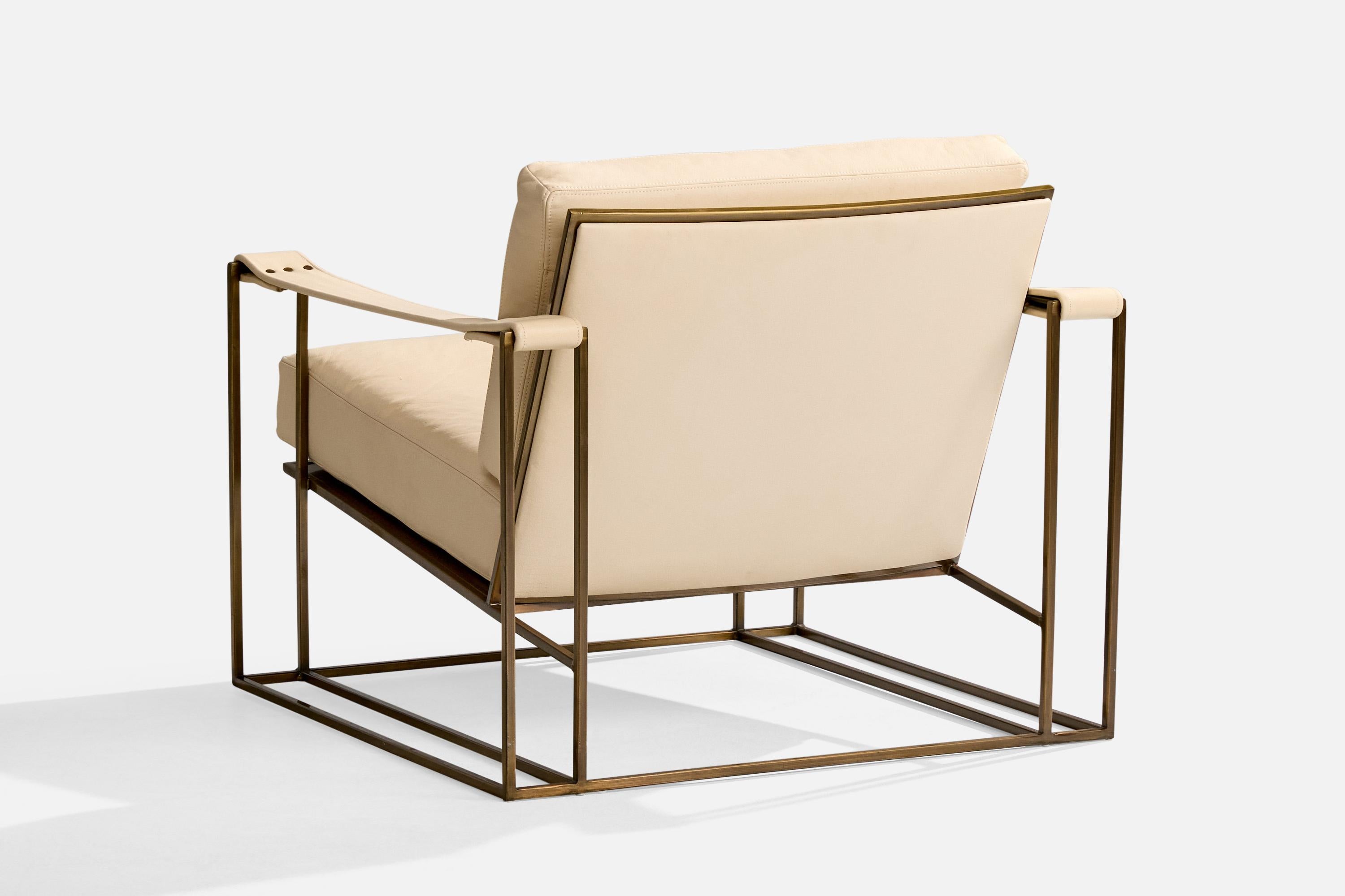 Late 20th Century Milo Baughman, Lounge Chair with Ottoman, Leather, Steel, USA, 1972 For Sale