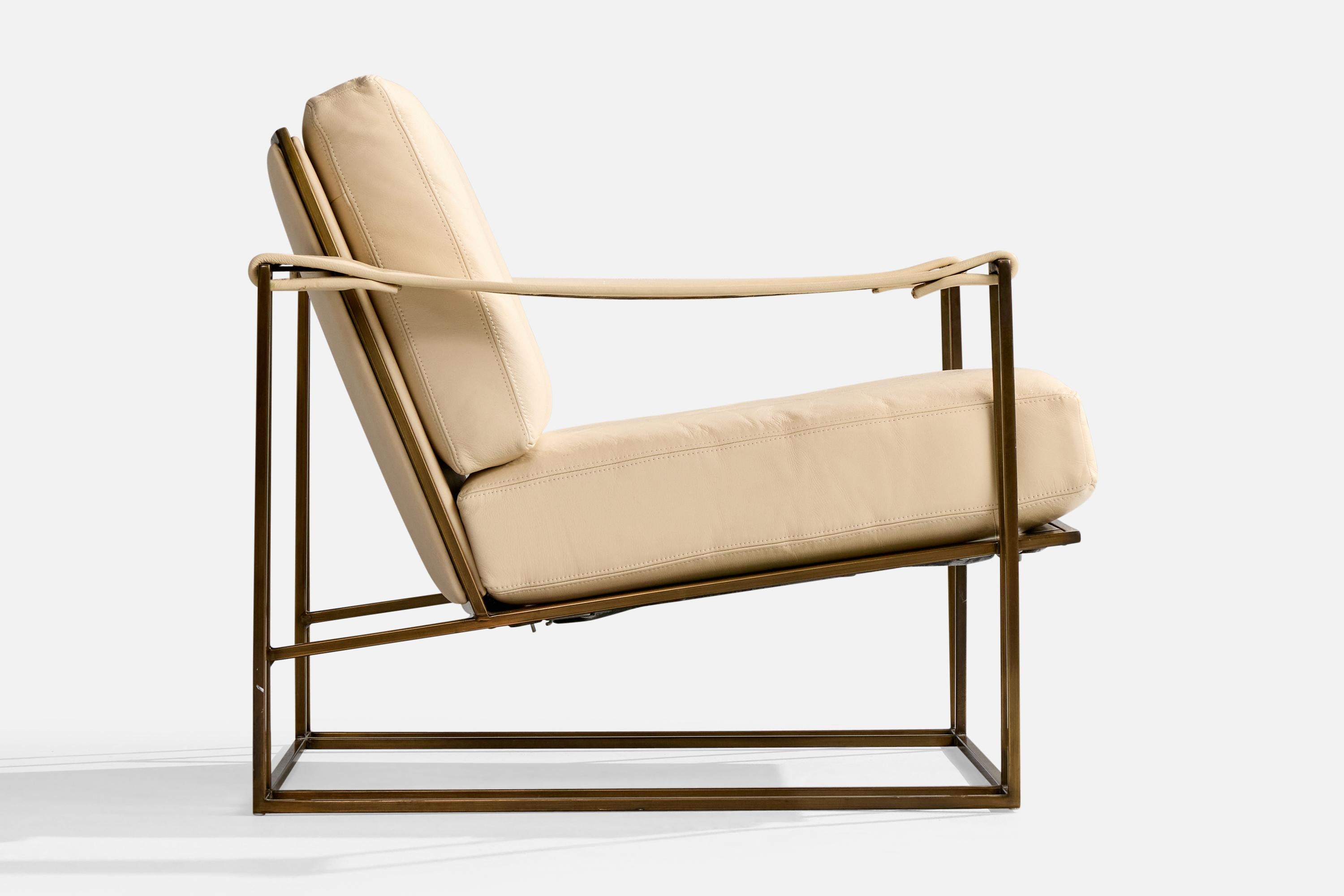 Milo Baughman, Lounge Chair with Ottoman, Leather, Steel, USA, 1972 For Sale 1