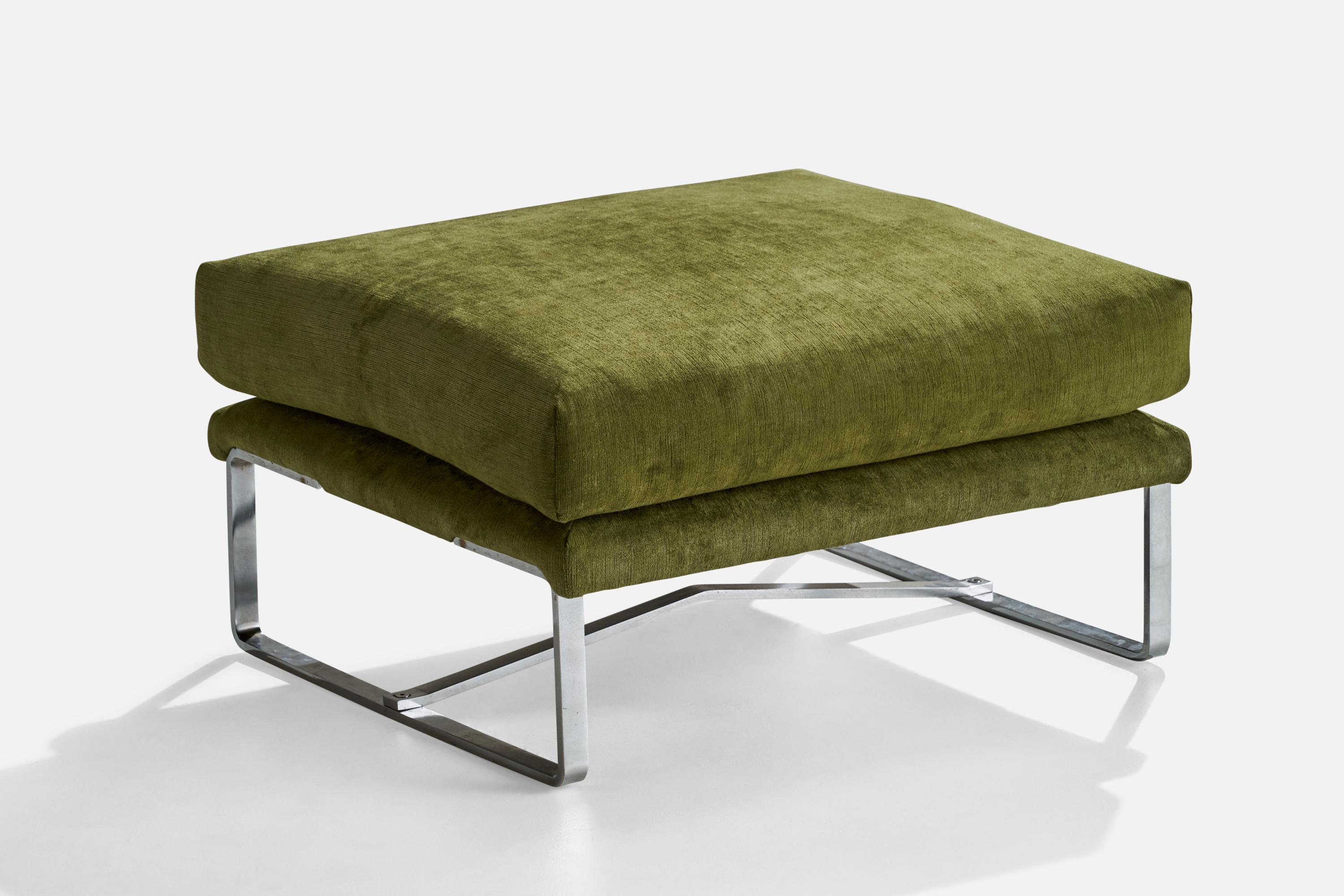 Milo Baughman, Lounge Chair with Ottoman, Velvet, Steel, USA, 1970s For Sale 2