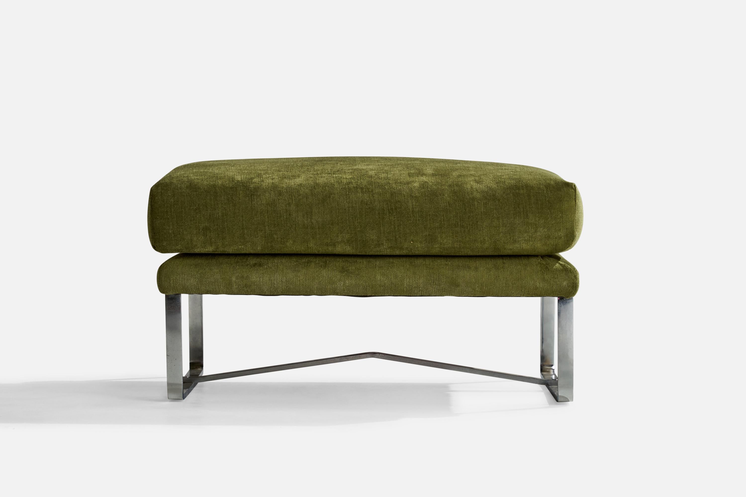 Milo Baughman, Lounge Chair with Ottoman, Velvet, Steel, USA, 1970s For Sale 4