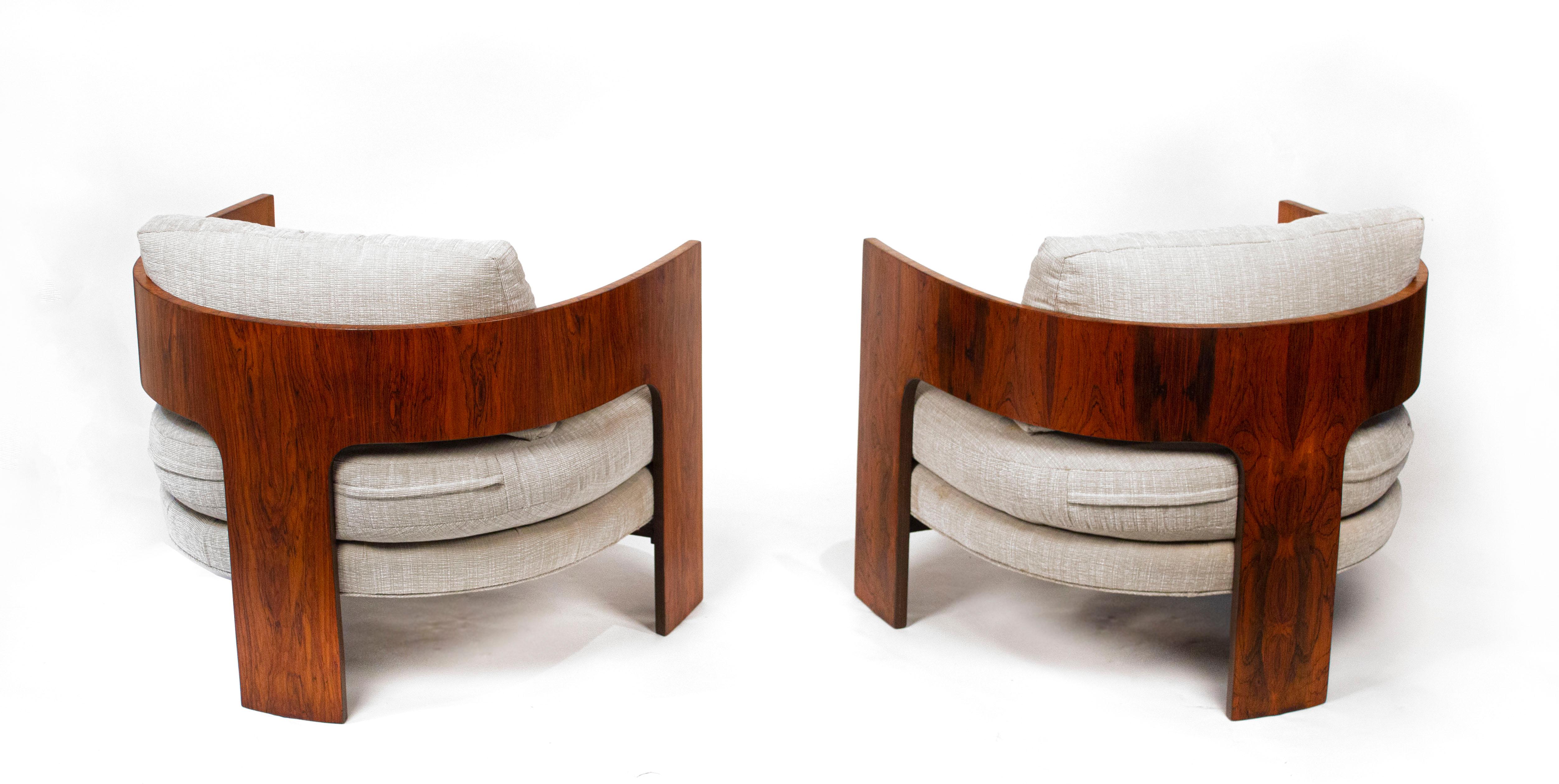 Mid-Century Modern Milo Baughman Lounge Chairs Model ON-3 in Brazilian Rosewood for Thayer Coggin