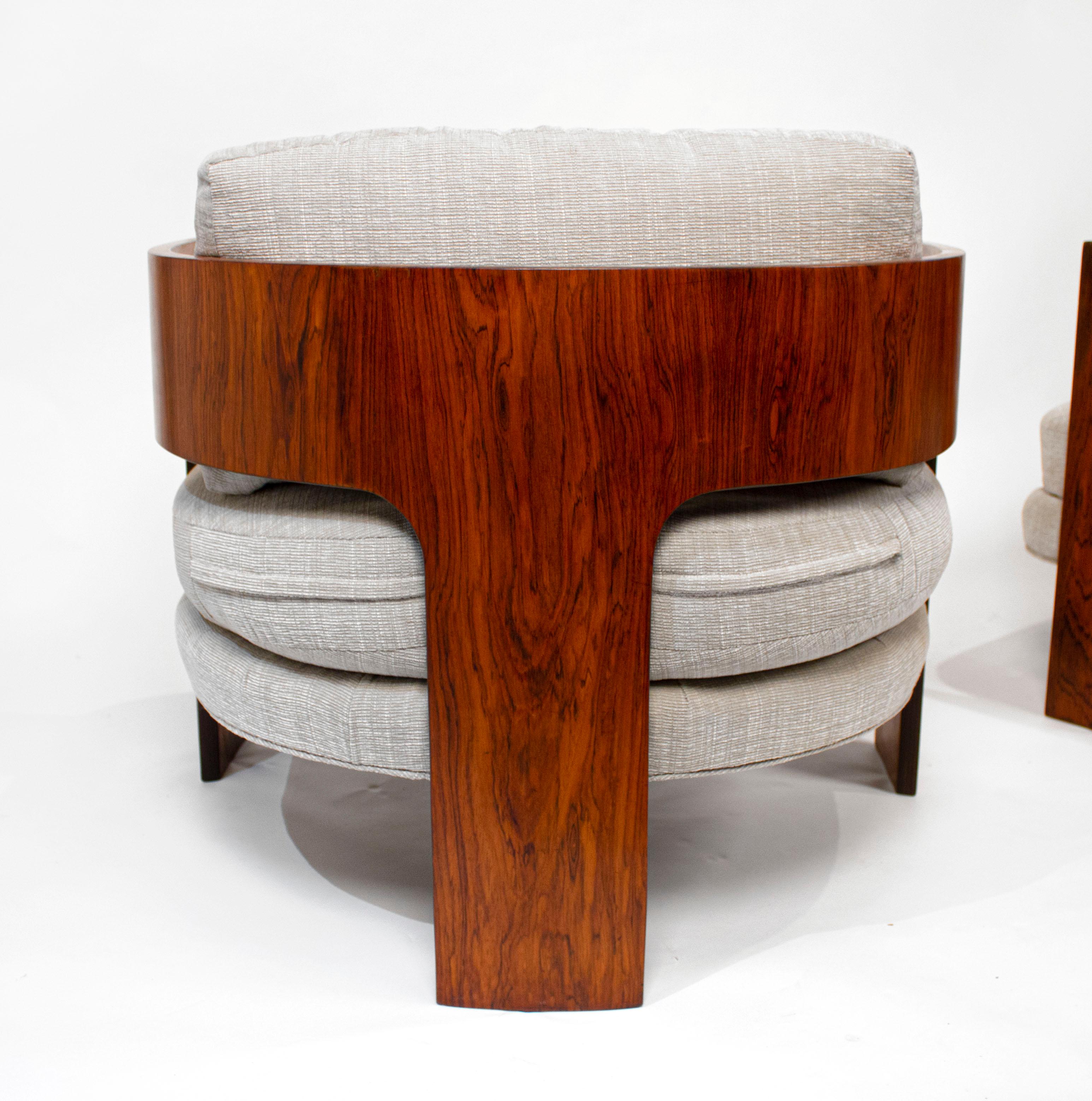 Milo Baughman Lounge Chairs Model ON-3 in Brazilian Rosewood for Thayer Coggin 2