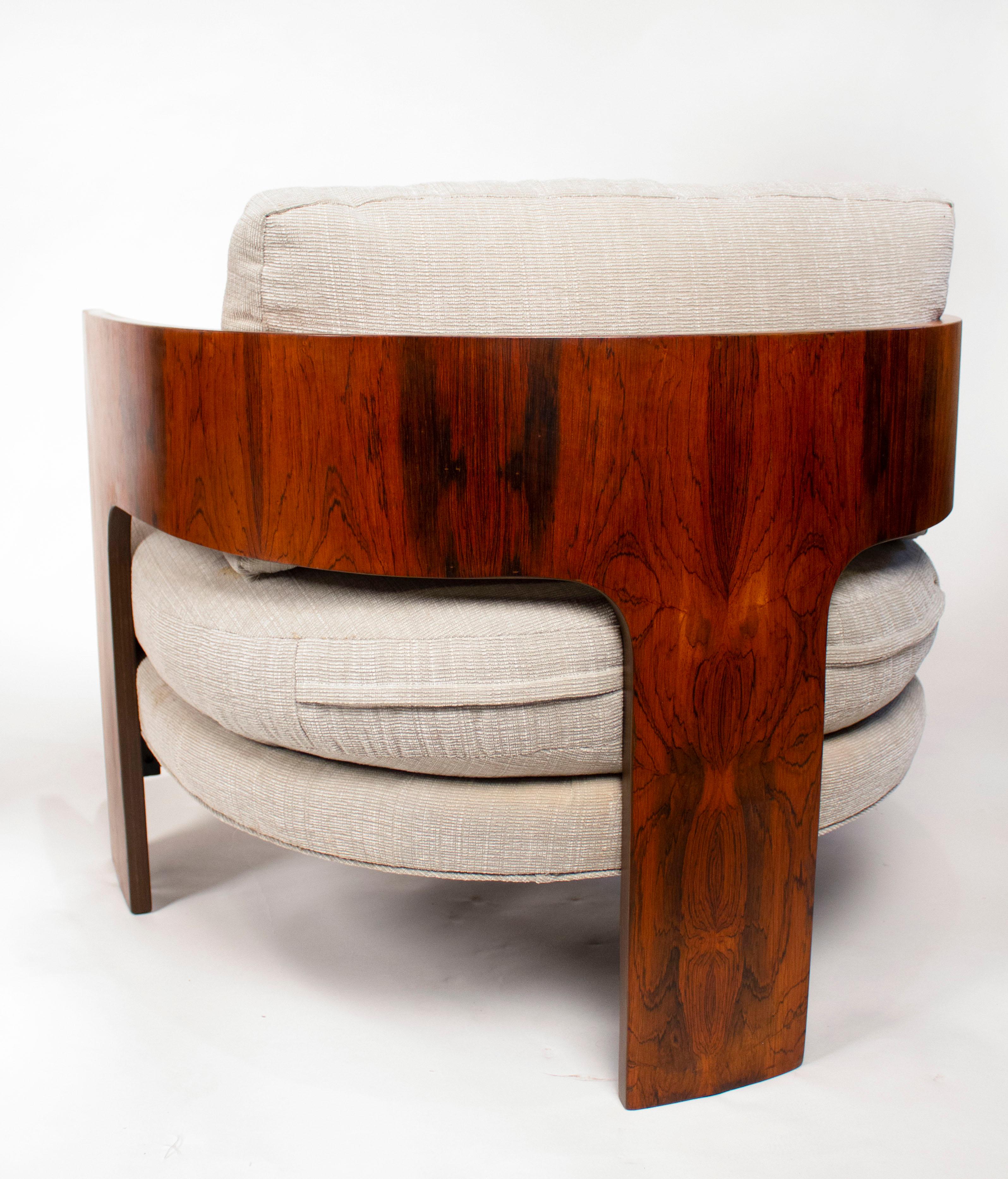 Milo Baughman Lounge Chairs Model ON-3 in Brazilian Rosewood for Thayer Coggin 3