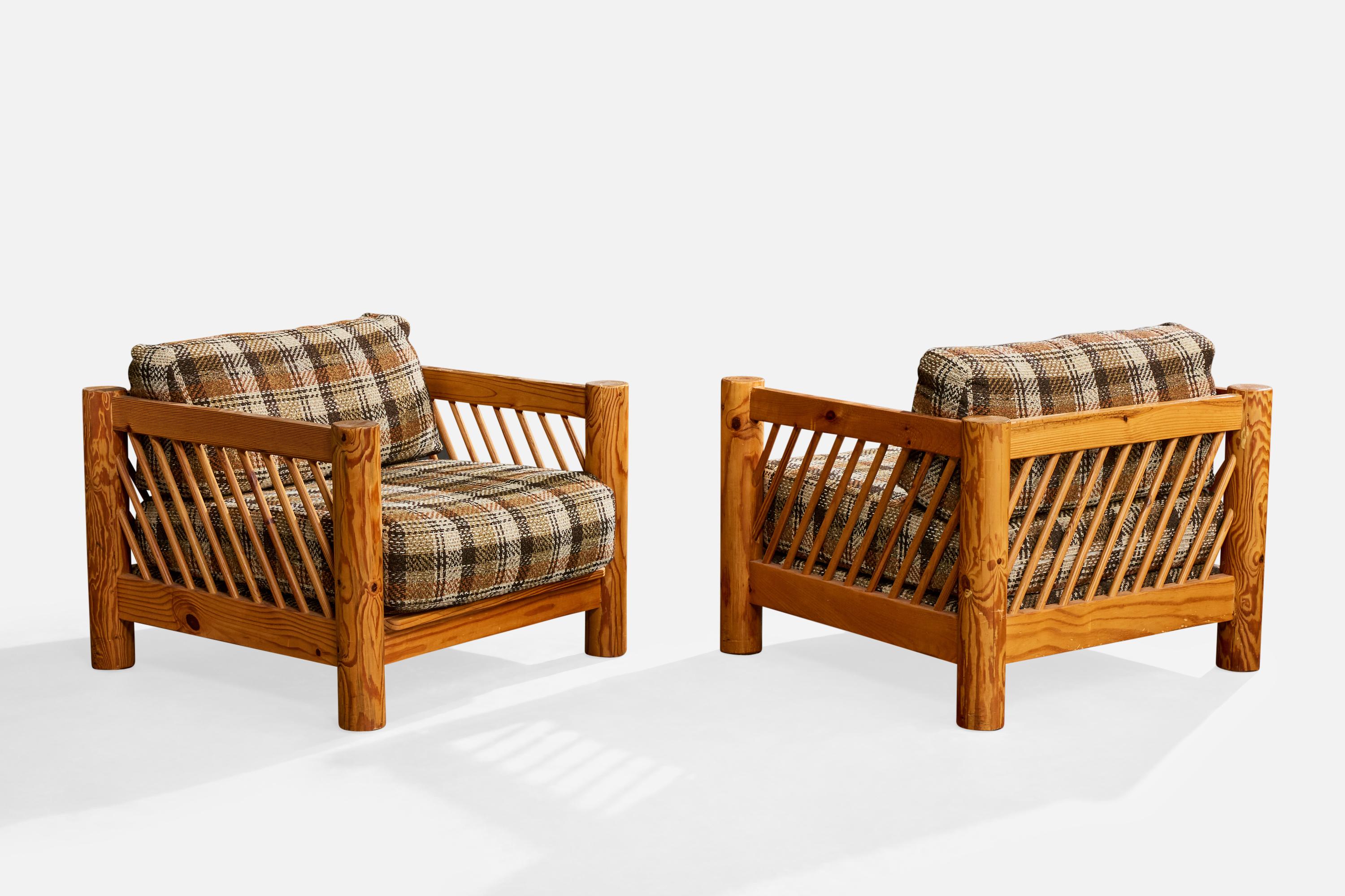 Mid-Century Modern Milo Baughman, Chaises longues, pin, tissu, USA, années 1970 en vente