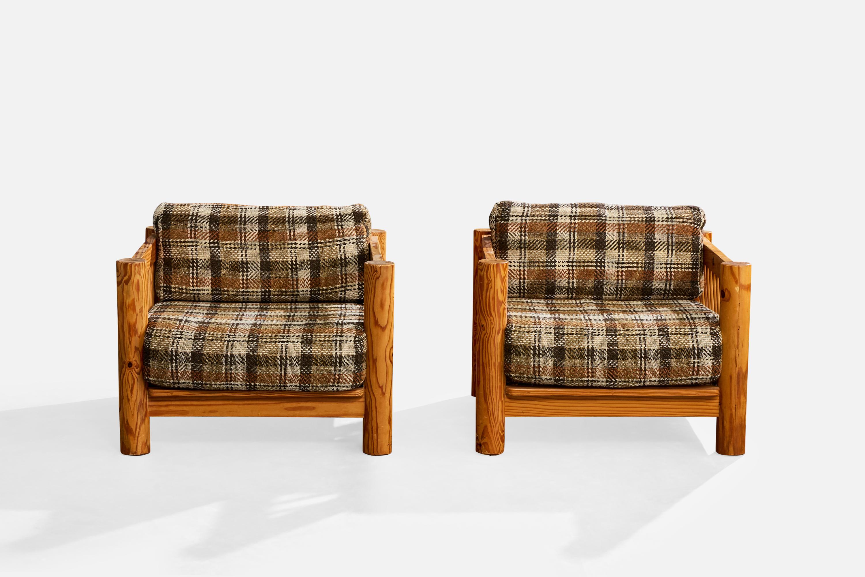 Américain Milo Baughman, Chaises longues, pin, tissu, USA, années 1970 en vente