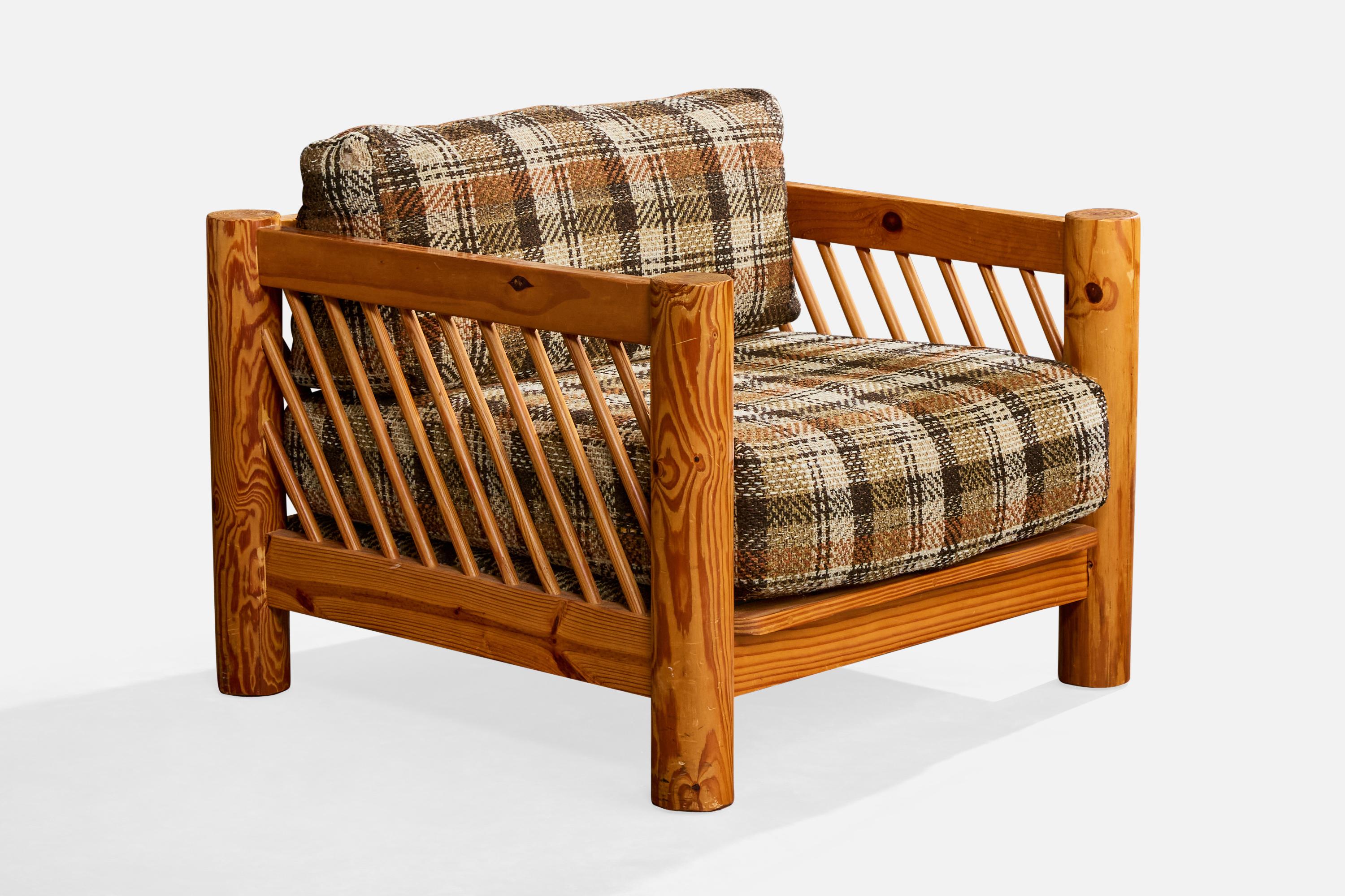 Milo Baughman, Chaises longues, pin, tissu, USA, années 1970 État moyen - En vente à High Point, NC