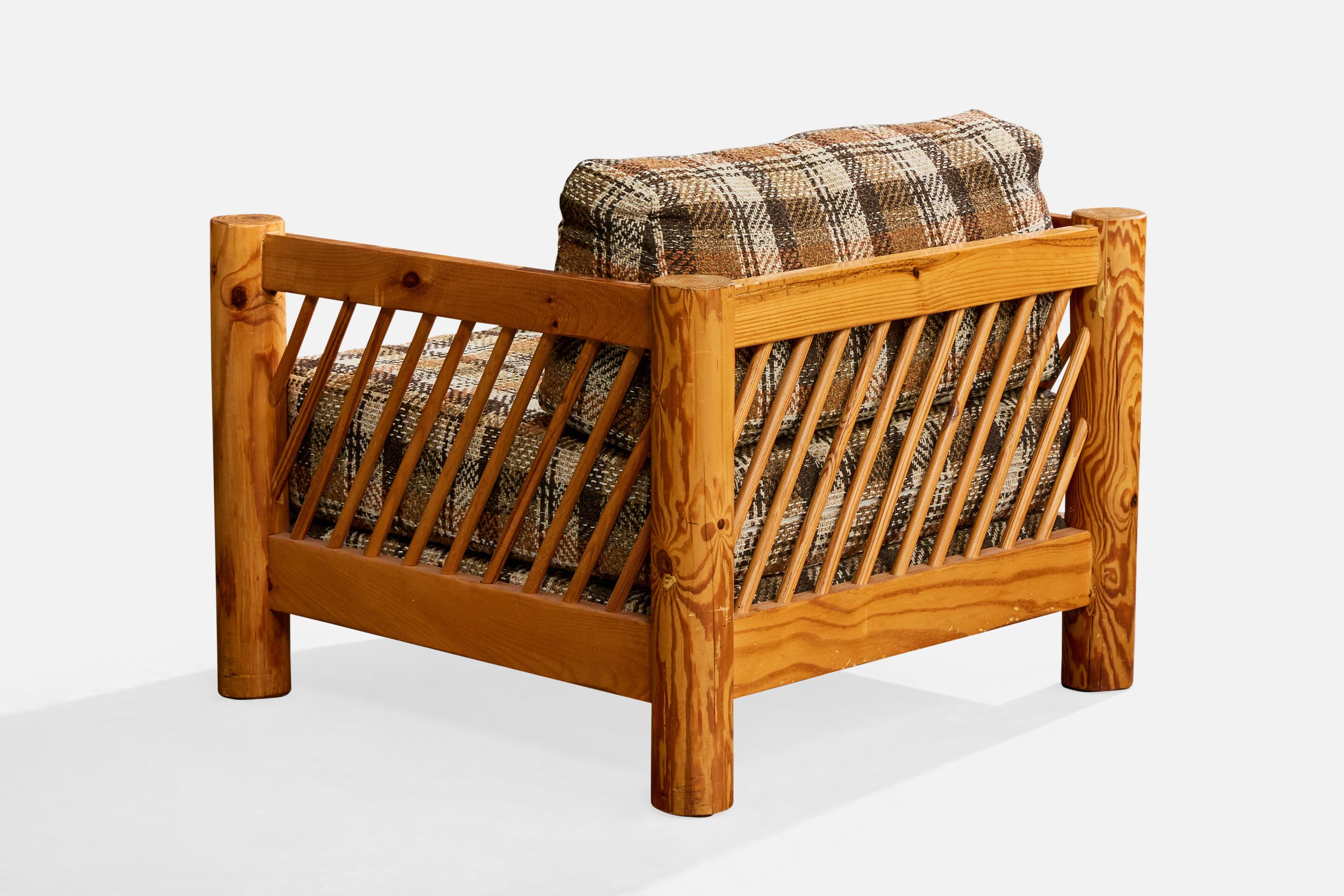 Fin du 20e siècle Milo Baughman, Chaises longues, pin, tissu, USA, années 1970 en vente