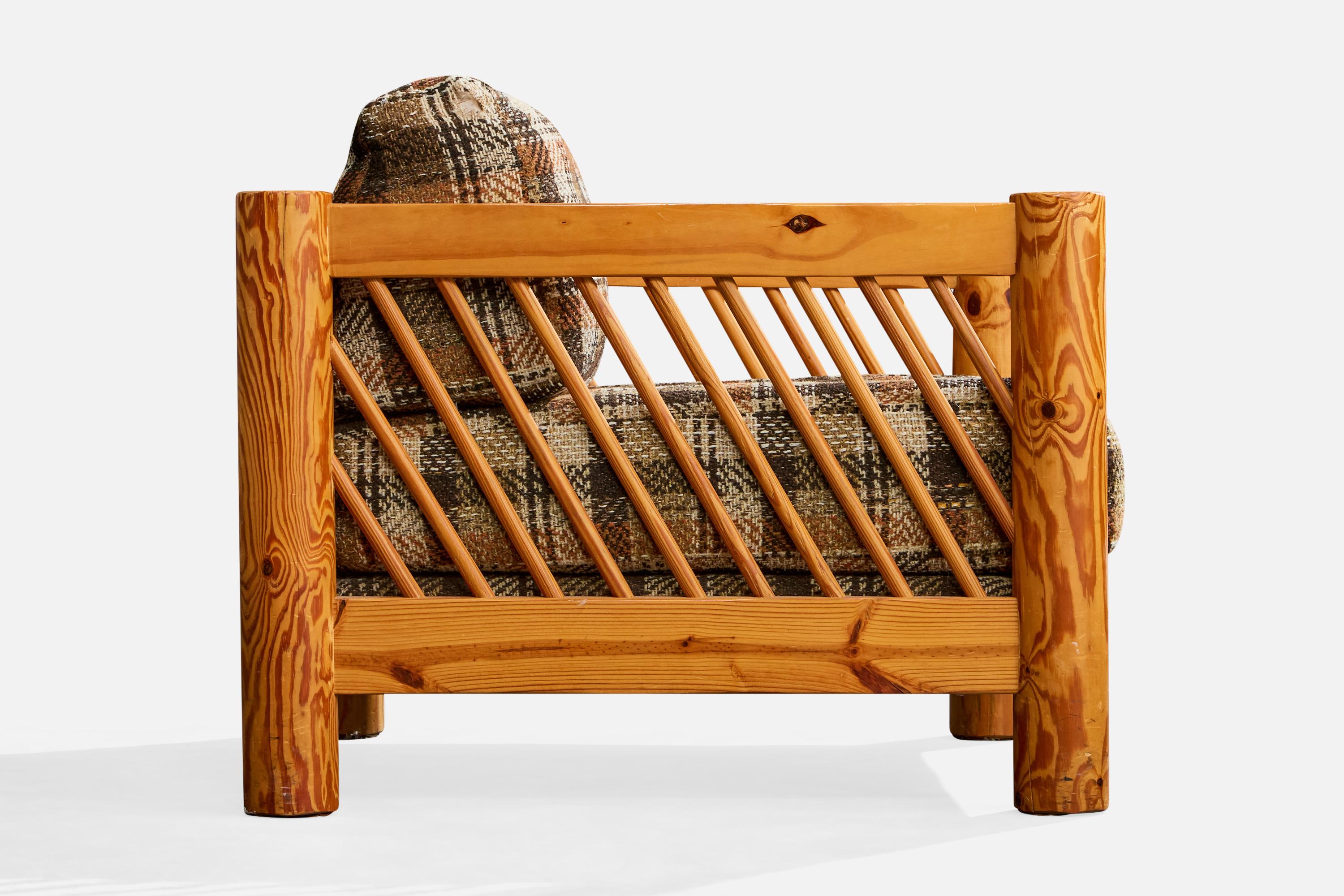 Tissu Milo Baughman, Chaises longues, pin, tissu, USA, années 1970 en vente