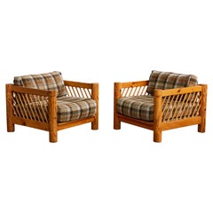 Milo Baughman, Chaises longues, pin, tissu, USA, années 1970