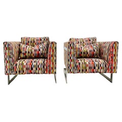 Milo Baughman Lounge Chairs Restored in 100% Wool Anni Bauhaus Fabric 