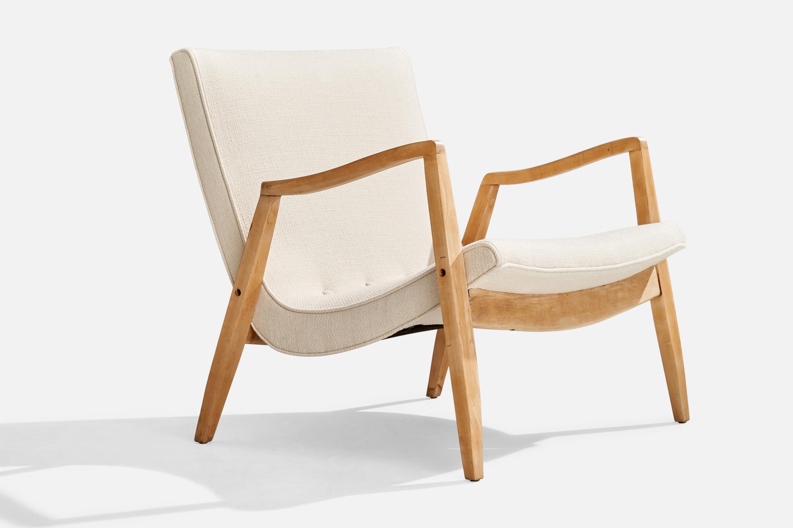 Milo Baughman, chaises longues, Wood, tissu, États-Unis, années 1950 Bon état - En vente à High Point, NC