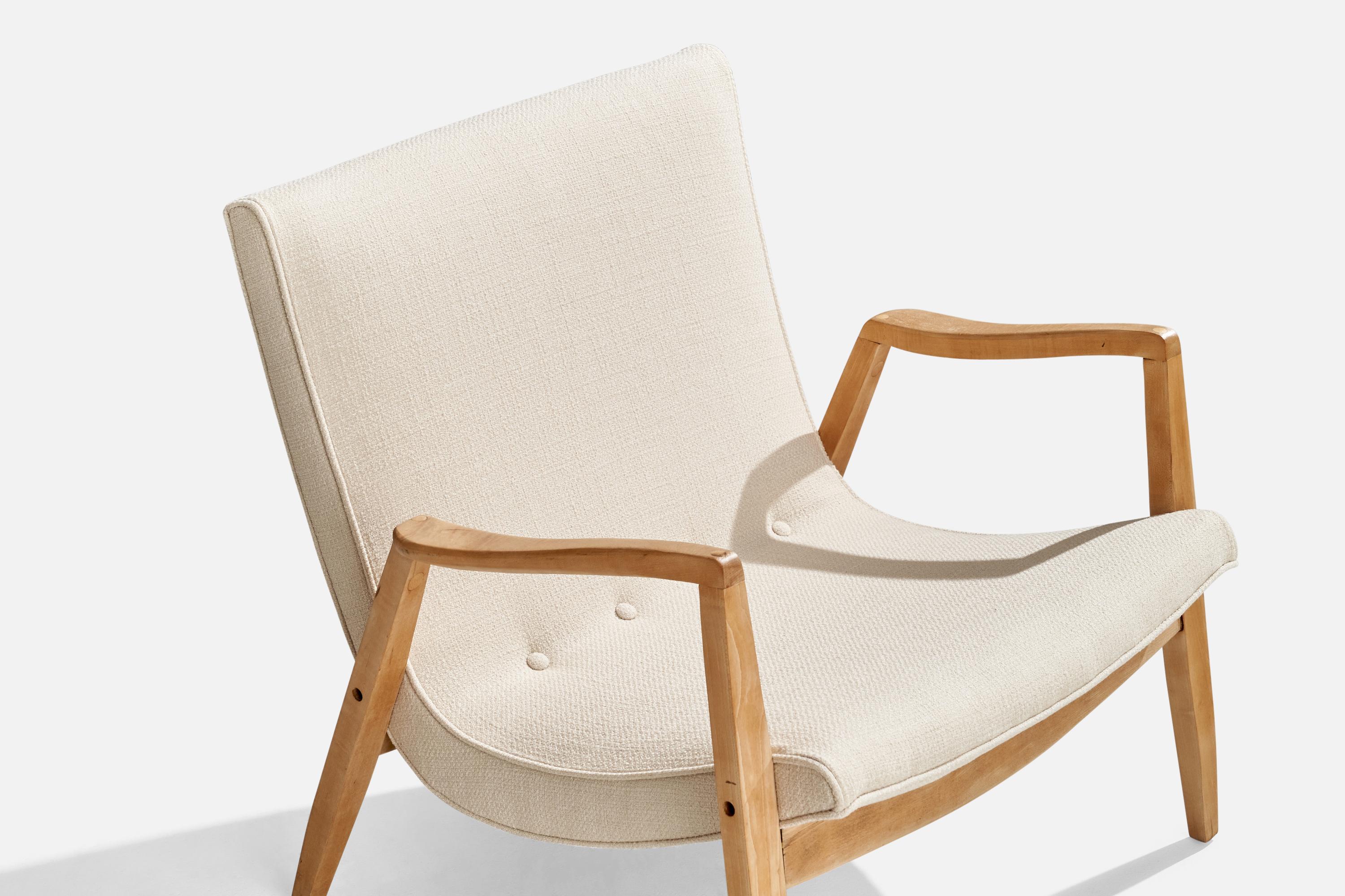 Tissu Milo Baughman, chaises longues, Wood, tissu, États-Unis, années 1950 en vente