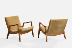 Milo Baughman, Sedie da salotto, Wood, Mohair, USA, anni '50