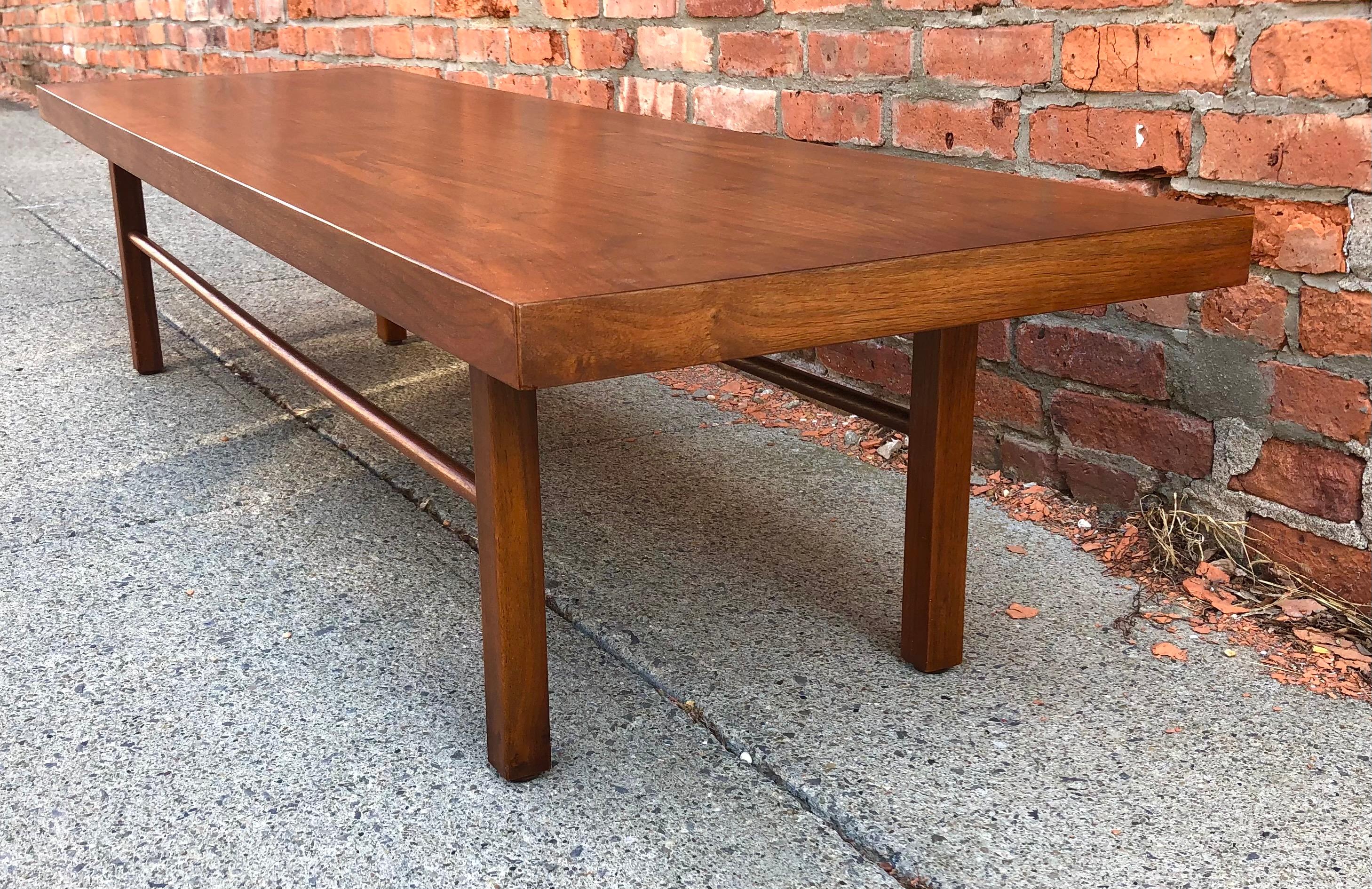 Milo Baughman Low Walnut Long Bench or Coffee Table For Sale 3