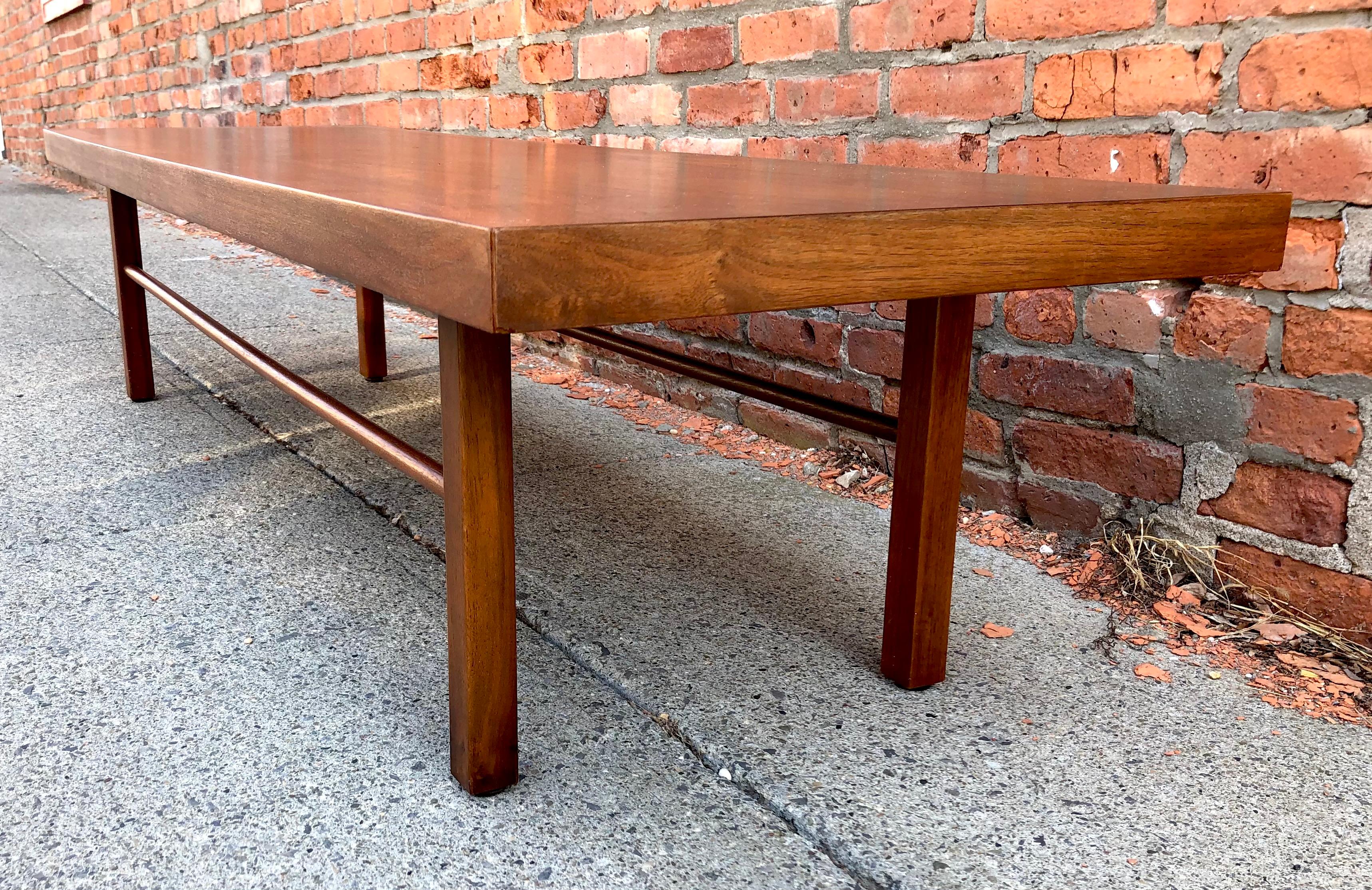 Milo Baughman Low Walnut Long Bench or Coffee Table For Sale 4