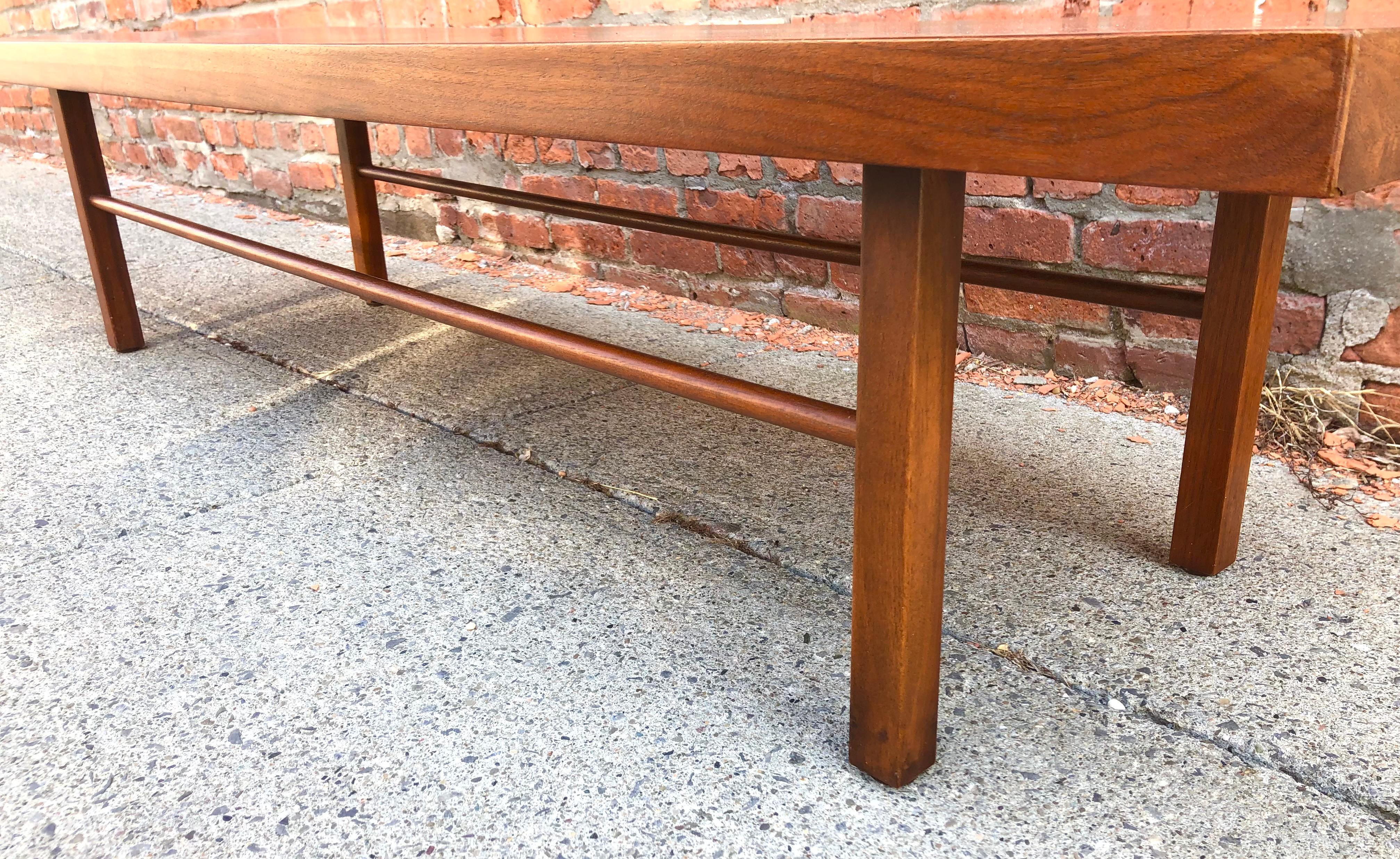 Mid-20th Century Milo Baughman Low Walnut Long Bench or Coffee Table For Sale