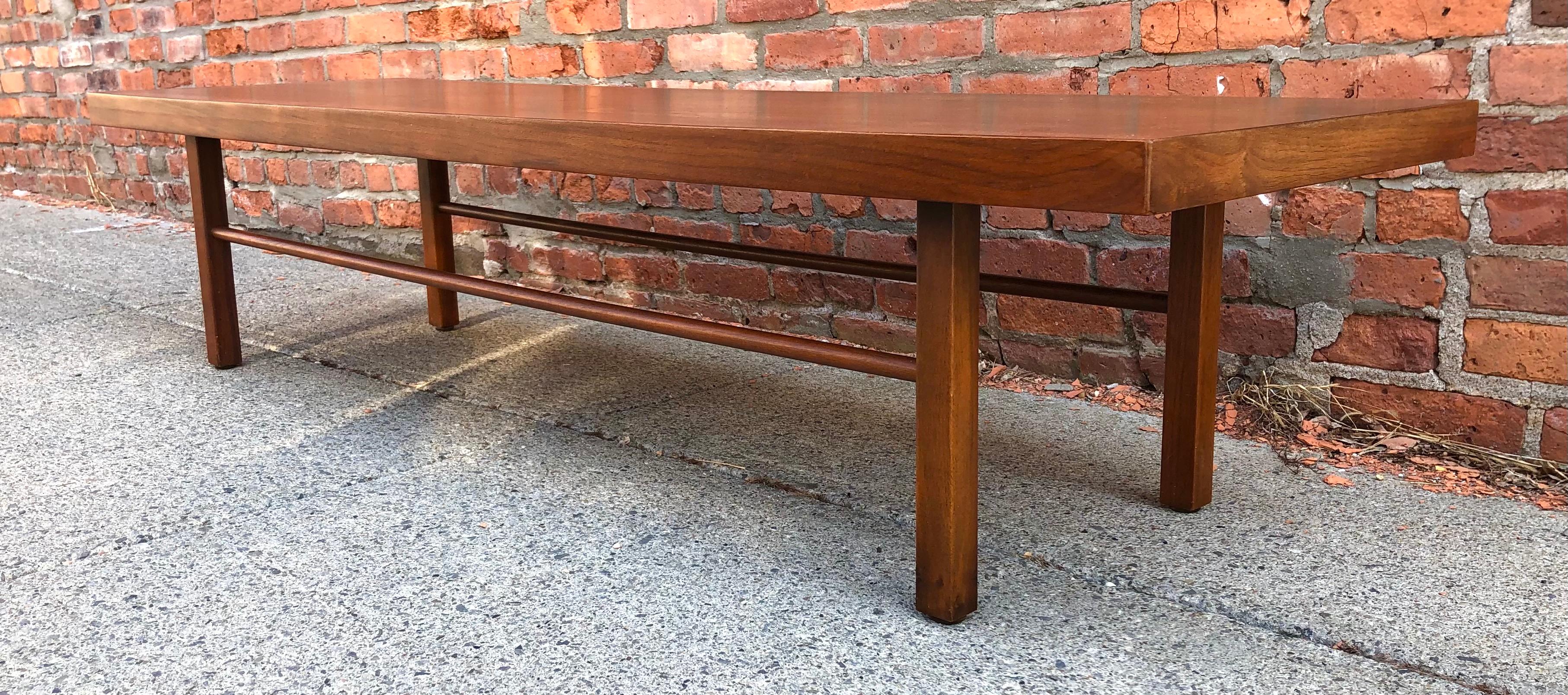 Milo Baughman Low Walnut Long Bench or Coffee Table For Sale 2