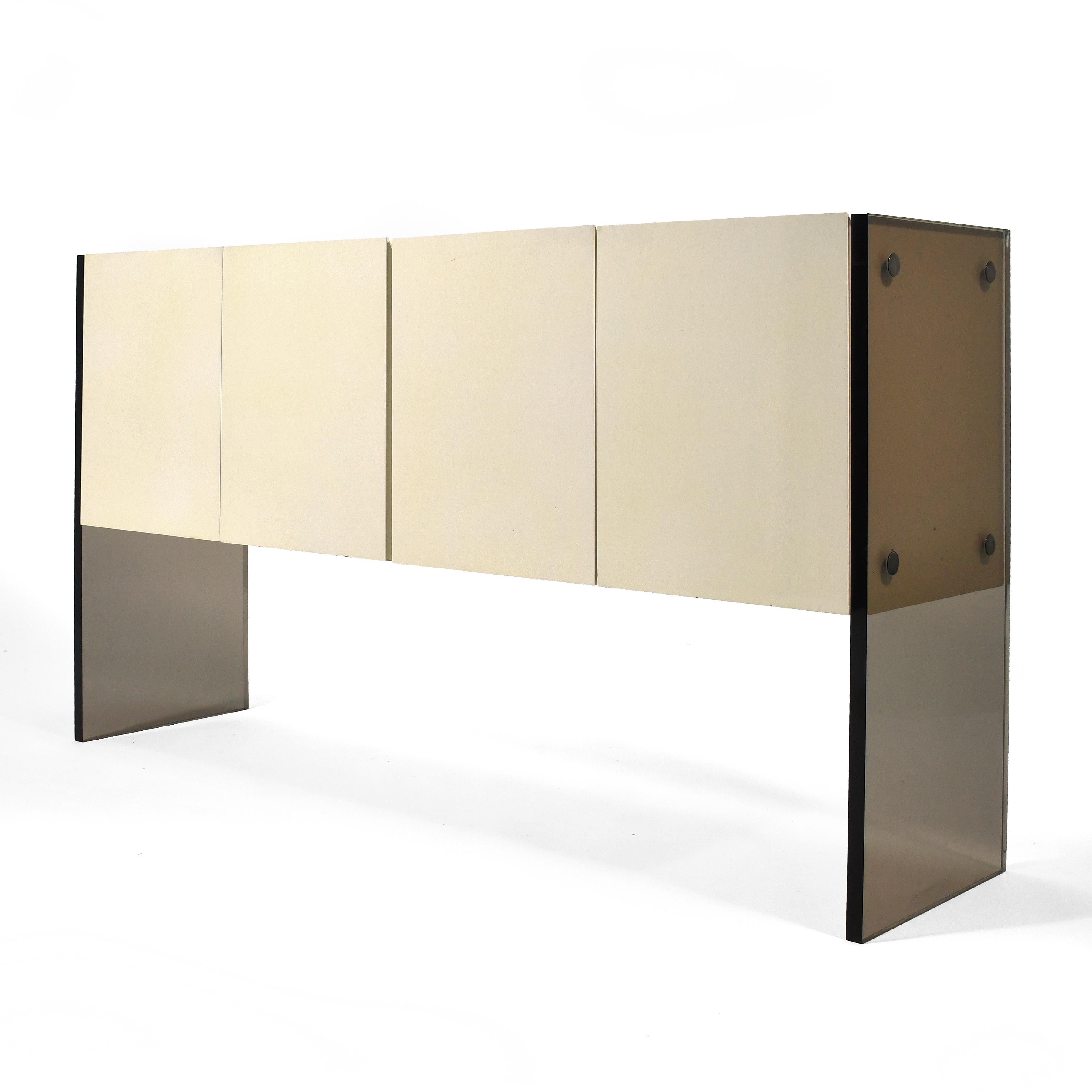 Lacquered Milo Baughman Lucite Leg Credenza