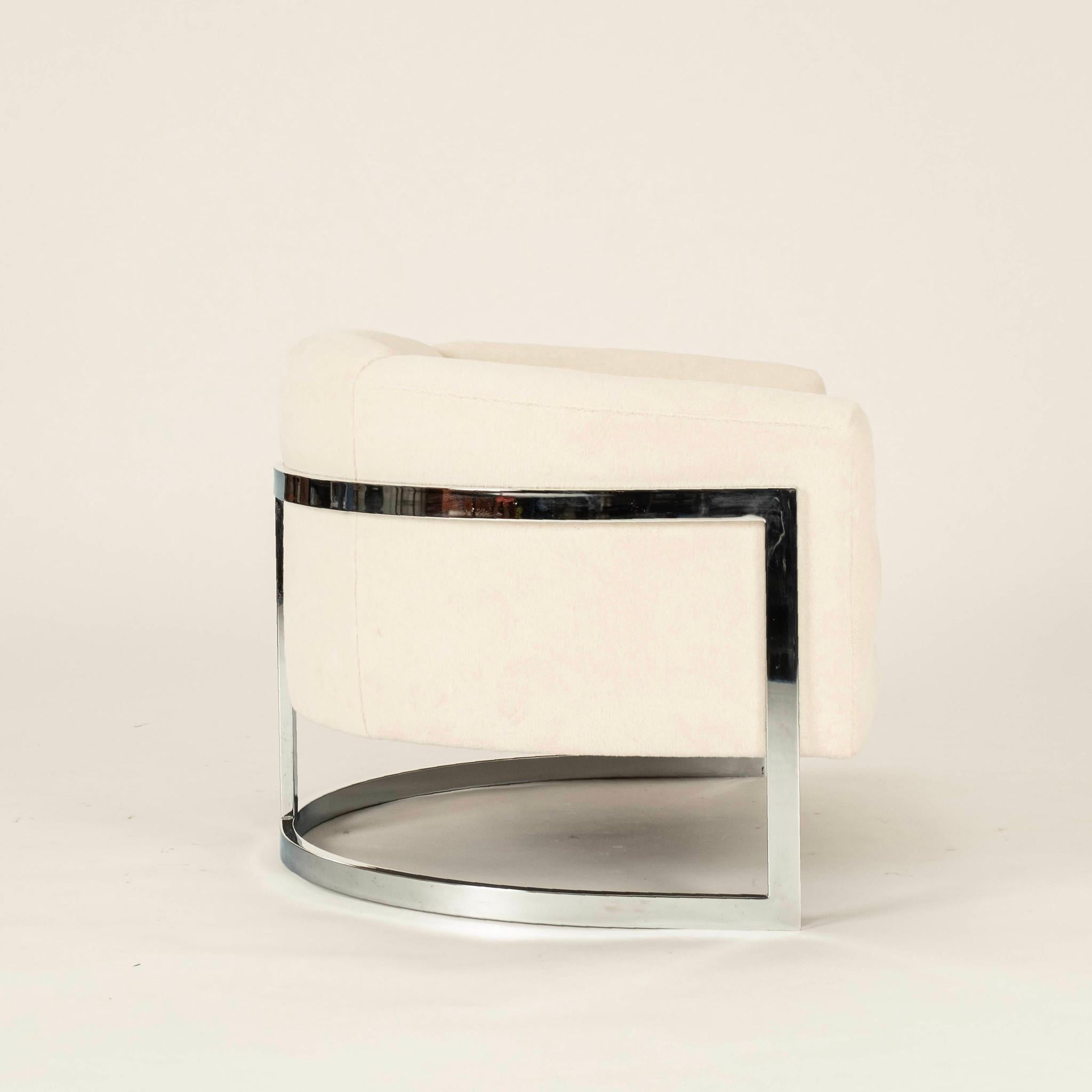 Milo Baughman Luxe Alpaka Chrom Lounge Stuhl (Moderne) im Angebot