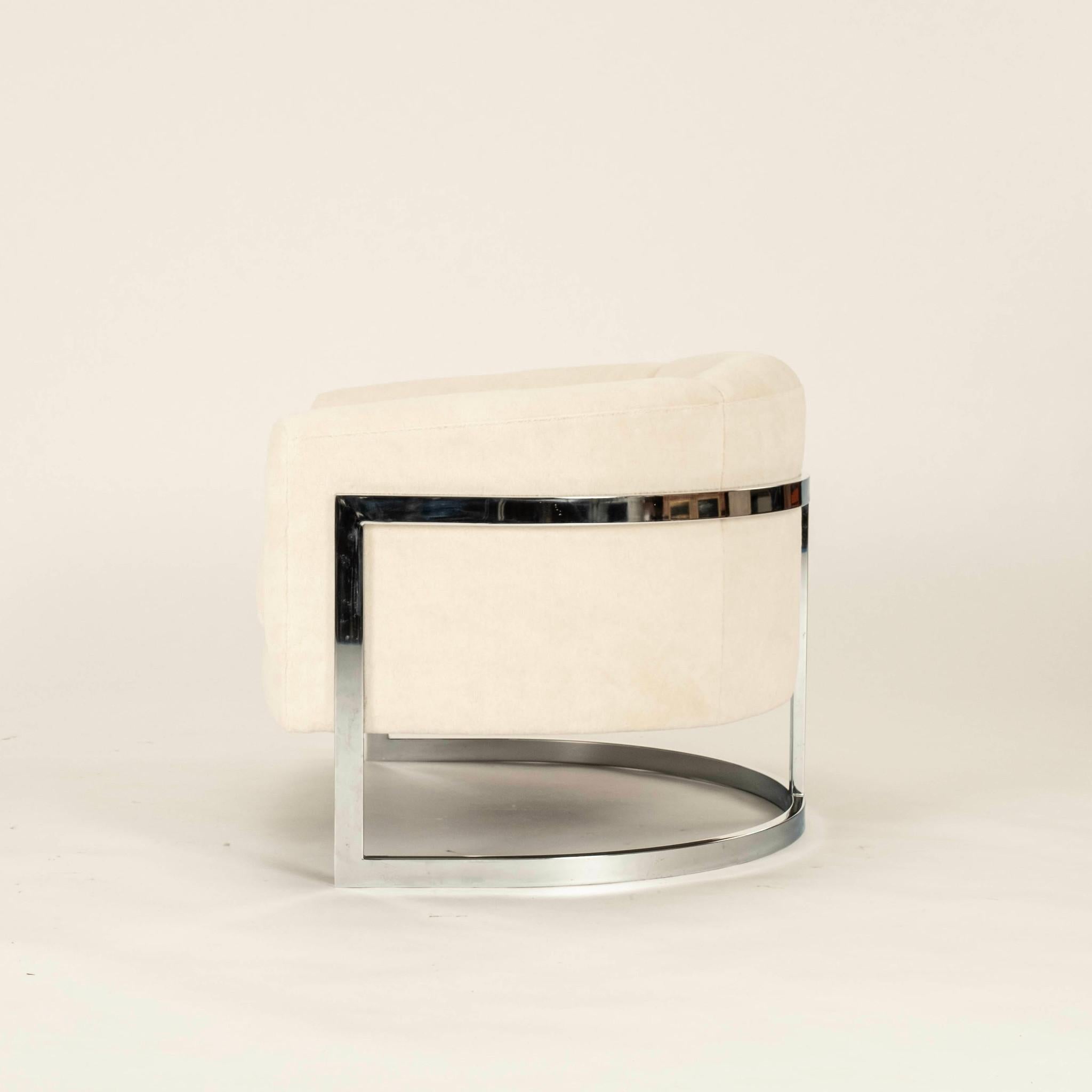 Milo Baughman Luxe Alpaka Chrom Lounge Stuhl im Zustand „Gut“ im Angebot in Houston, TX