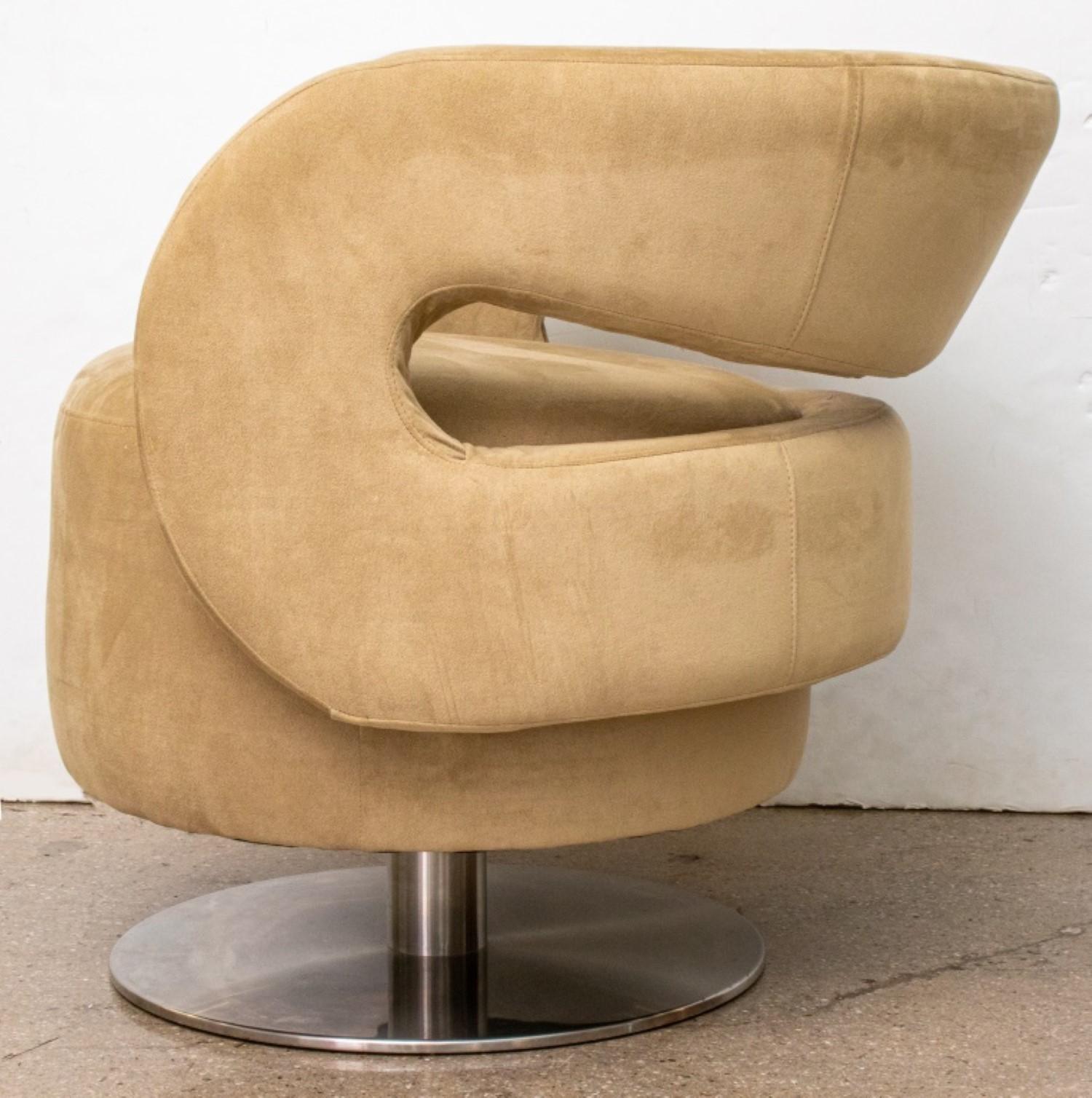 American Milo Baughman Manner Swivel Chair For Sale