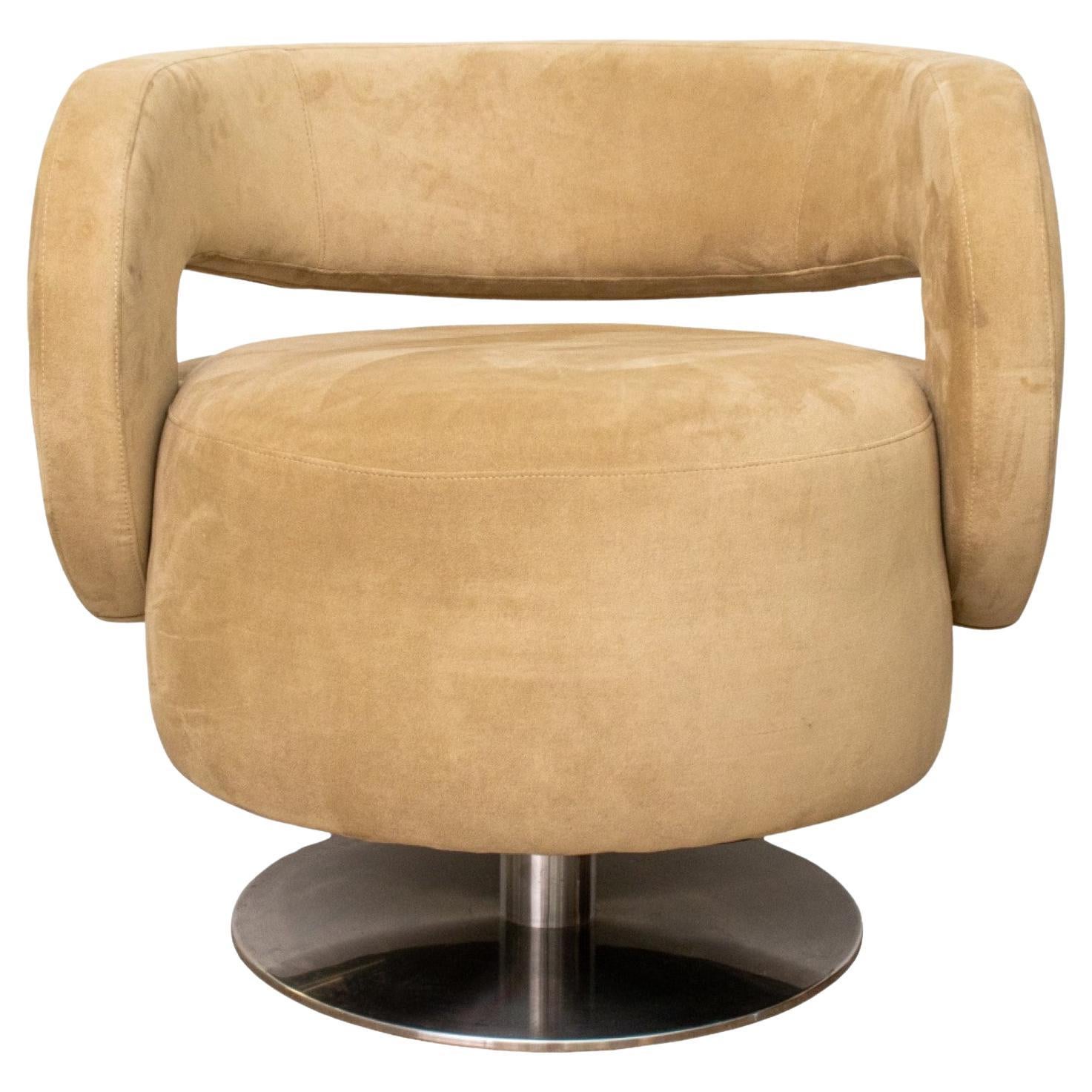 Milo Baughman Manner Swivel Chair For Sale