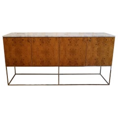 Milo Baughman Marble-Top Burl Sideboard / Credenza for Thayer Coggin, 1970s