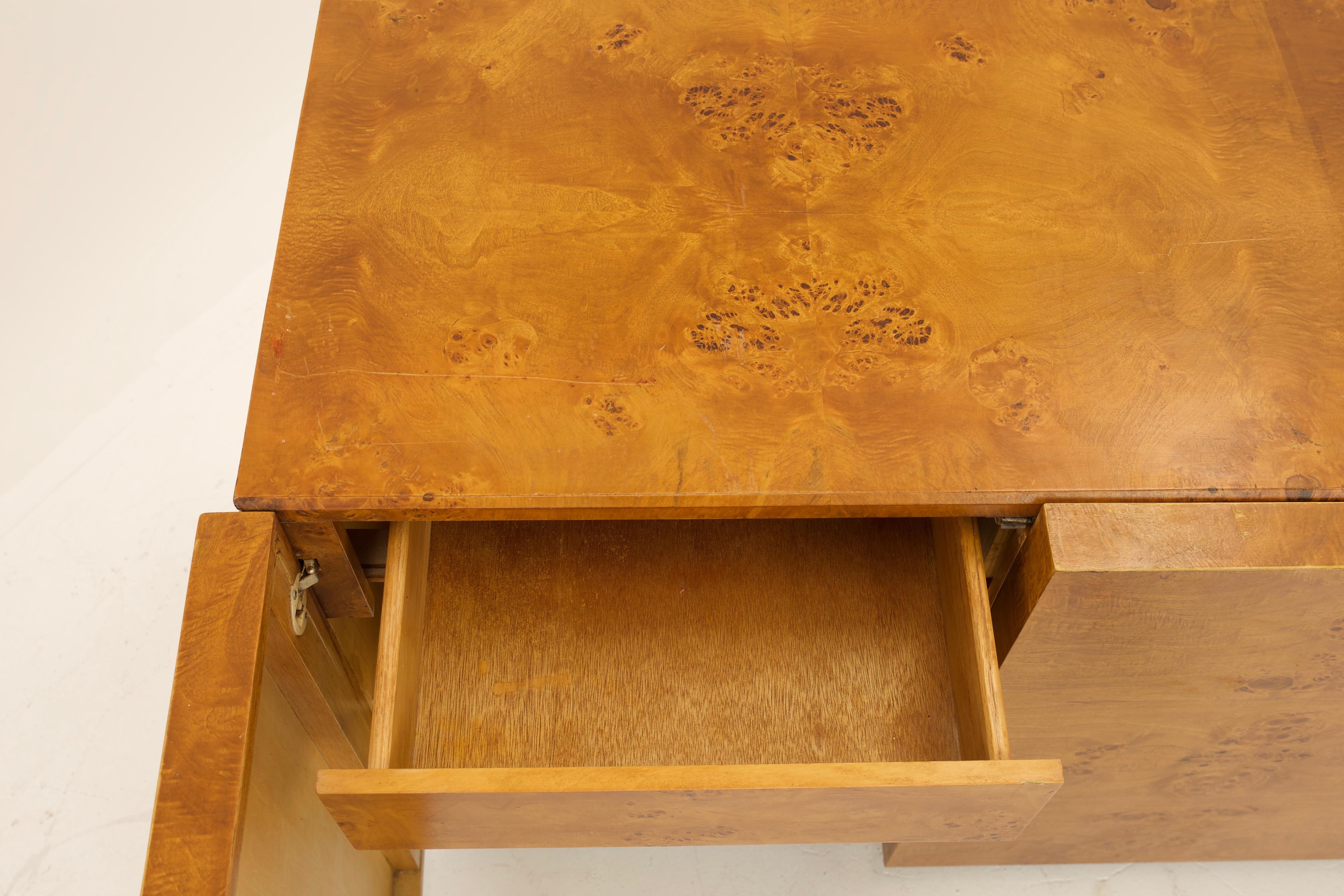 Mid Century Burlwood Credenza with Hutch 5