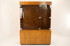 Mid Century Burlwood Credenza with Hutch