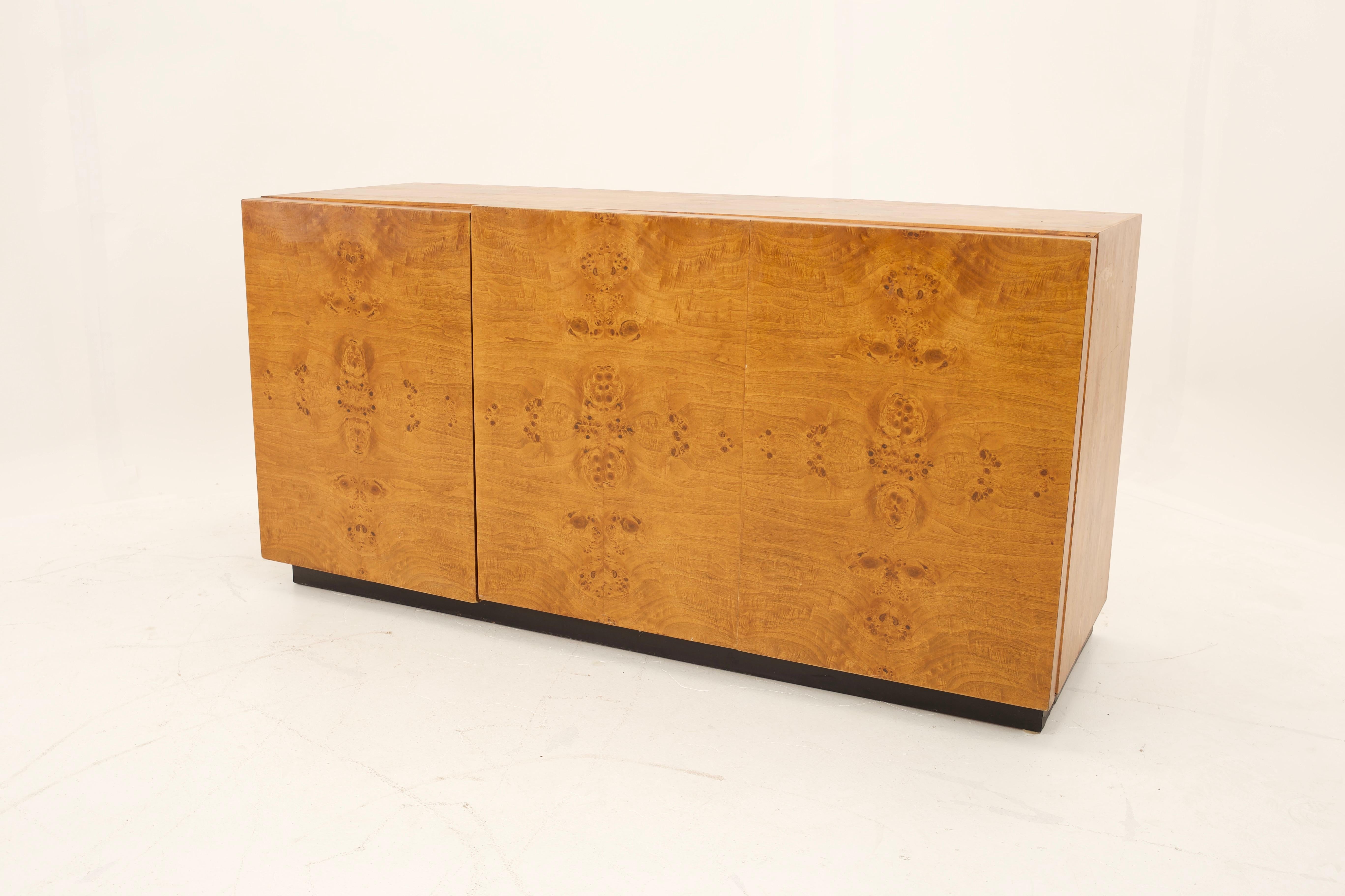 Mid Century Burlwood Credenza with Hutch 2