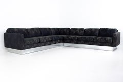 Milo Baughman Mid Century Chrome Base Sectional Sofa