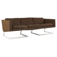 Mid Century Chrome Cantilever Sofa in the style of Milo Baughman