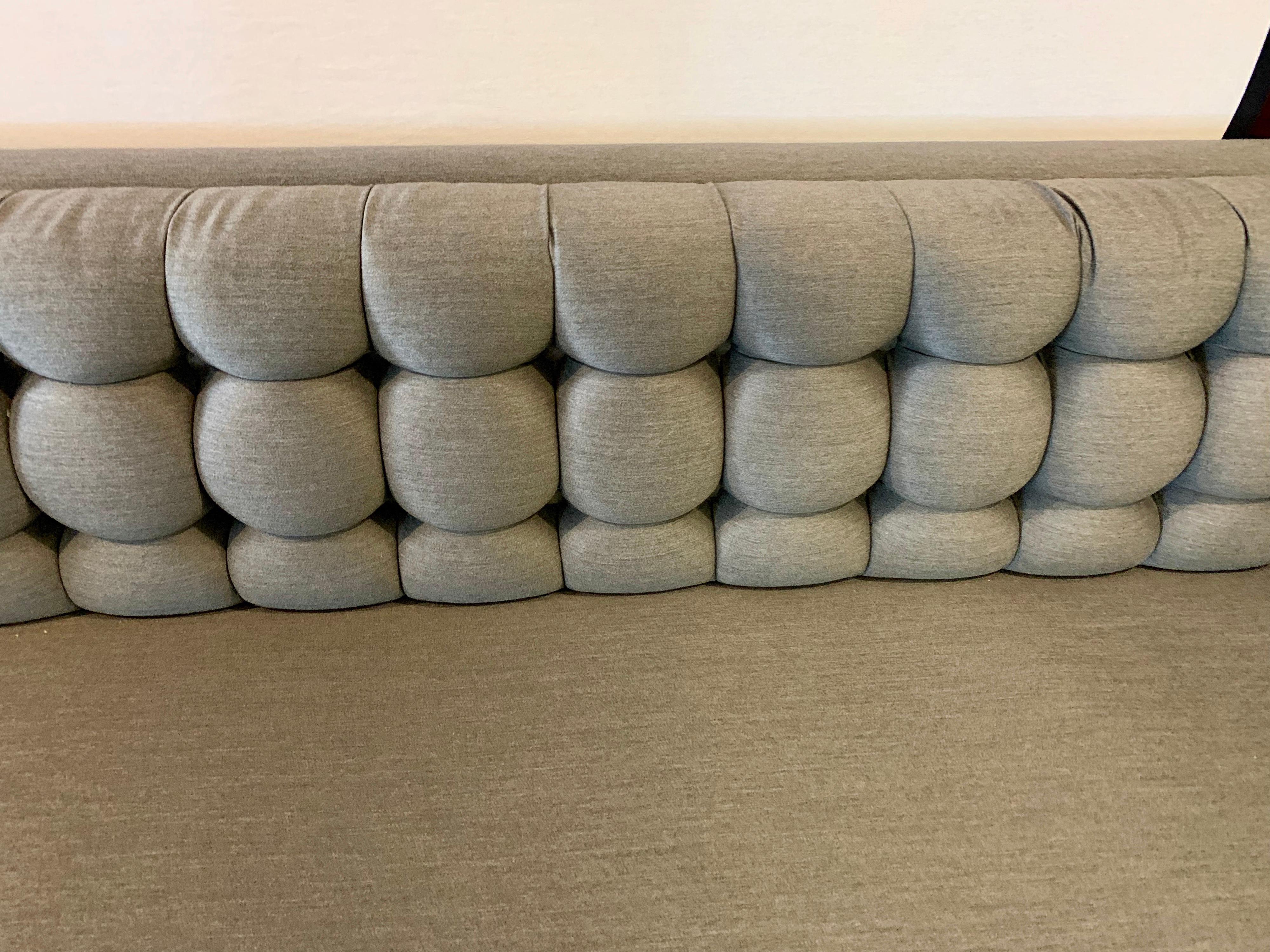 Milo Baughman Midcentury Gray Chesterfield Floating Sofa 2