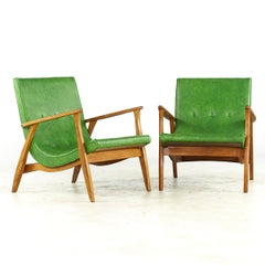 VENDU 08/07/23 Milo Baughman Mid Century Green Scoop Lounge Chairs - Pair