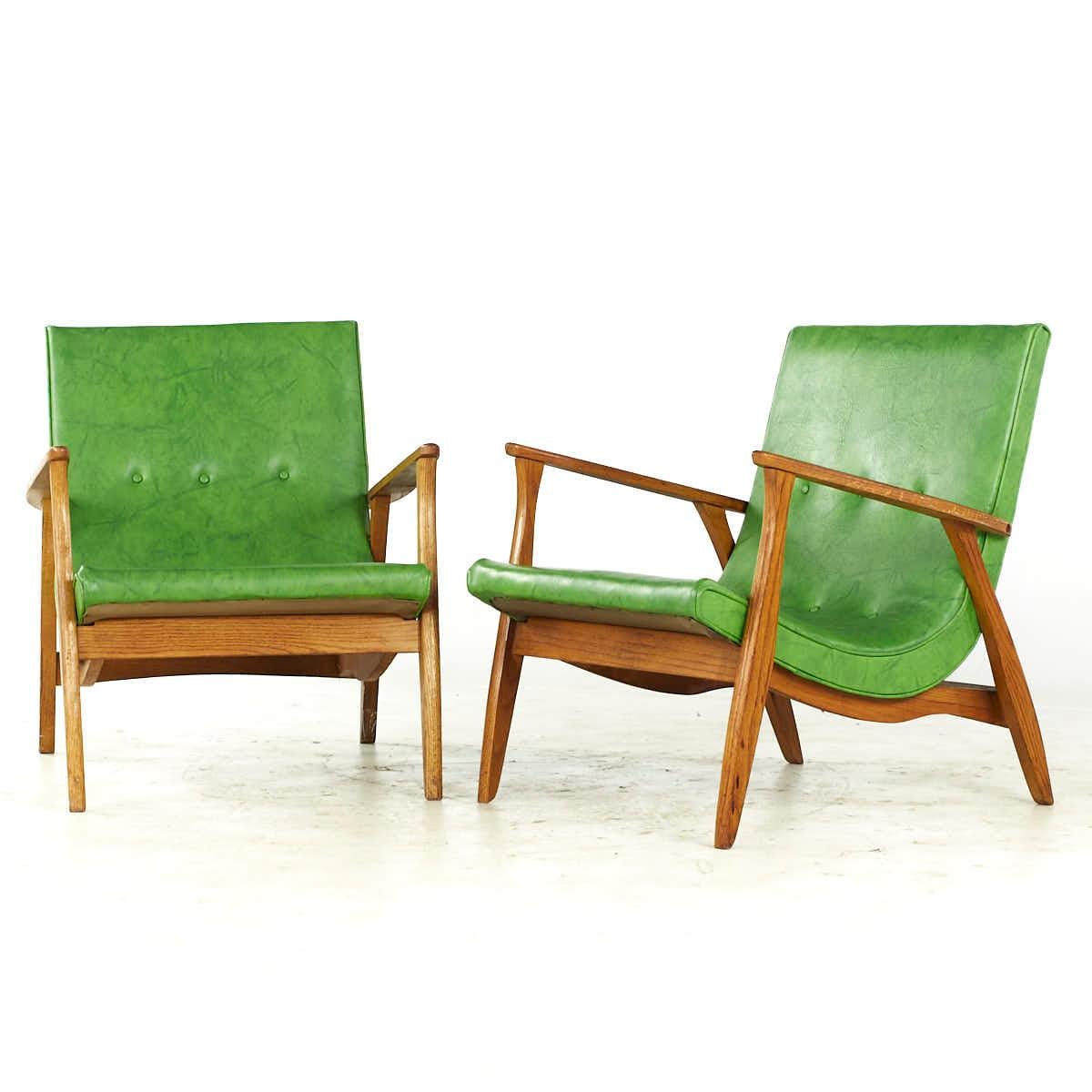 Mid-Century Modern SOLD 08/07/23 Milo Baughman Mid Century Green Scoop Lounge Chairs – Pair For Sale