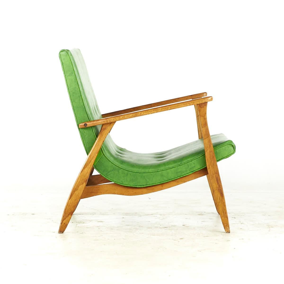 Upholstery SOLD 08/07/23 Milo Baughman Mid Century Green Scoop Lounge Chairs – Pair For Sale