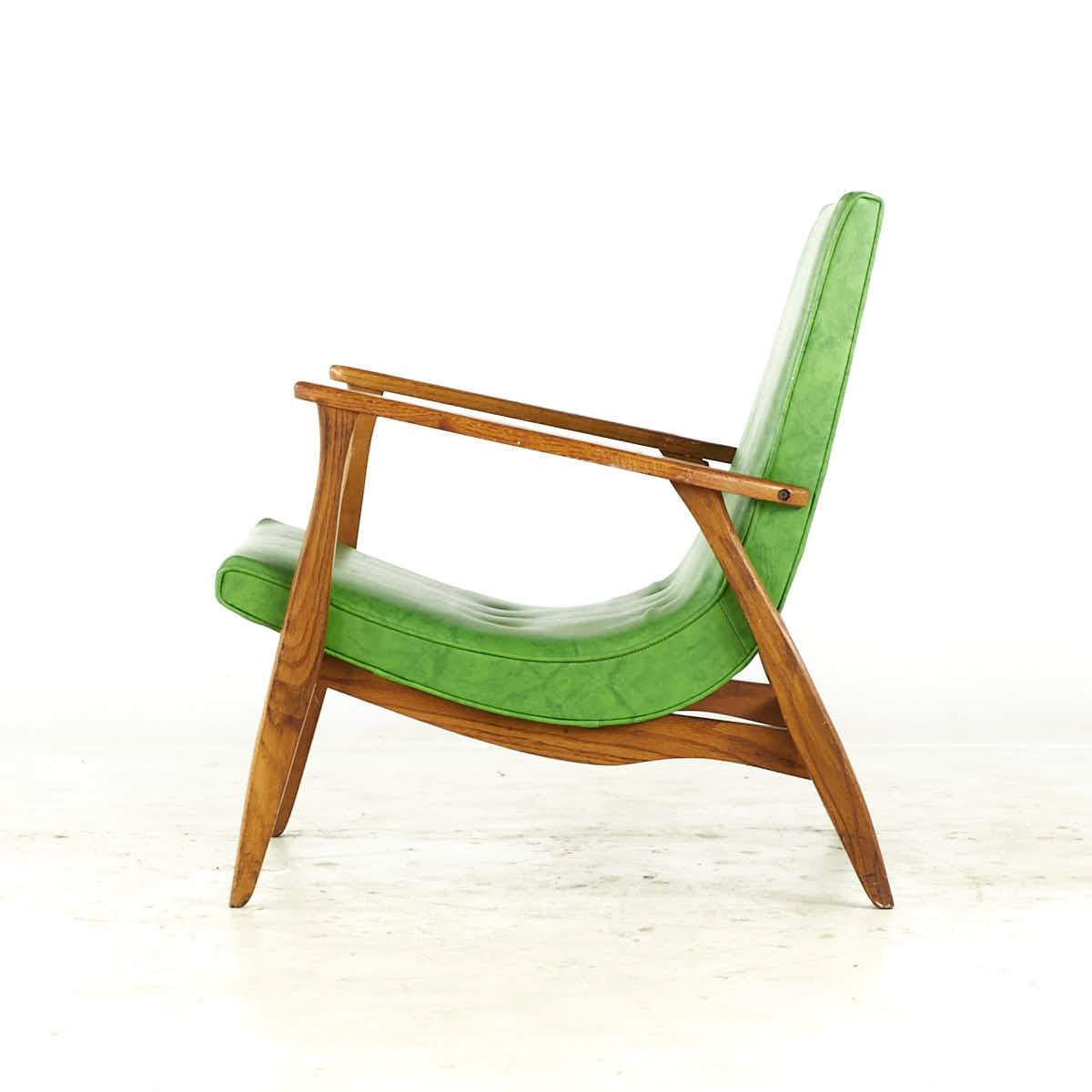 SOLD 08/07/23 Milo Baughman Mid Century Green Scoop Lounge Chairs – Pair For Sale 2