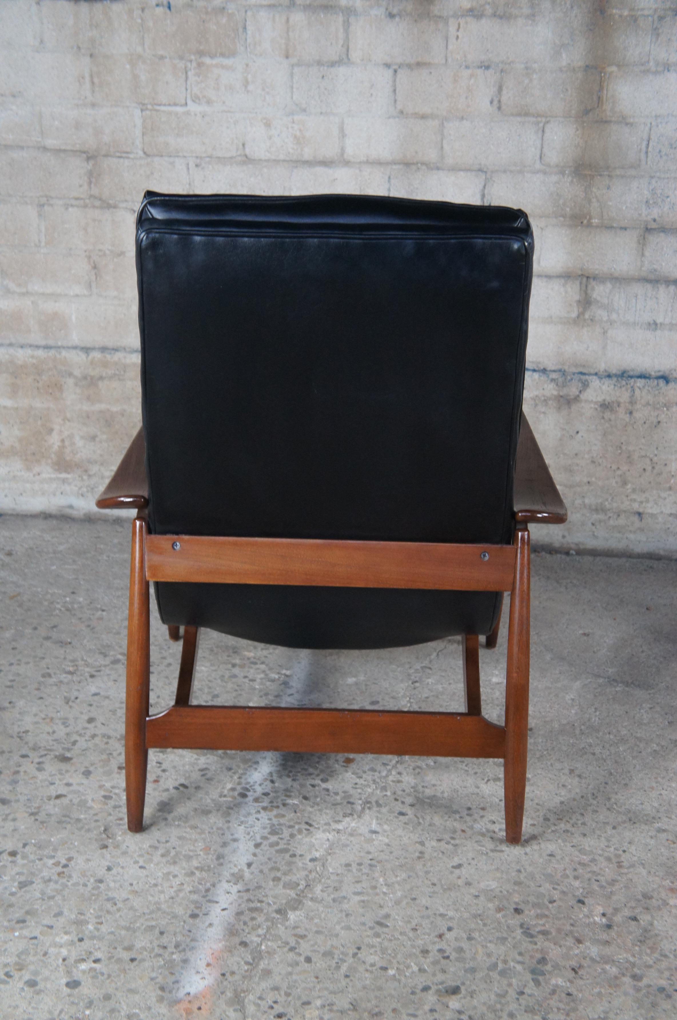Milo Baughman Mid-Century Modern Black Scoop Lounge Armchair & Ottoman (fauteuil et pouf) 2
