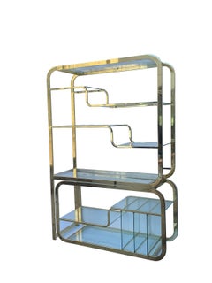 Milo Baughman Mid-Century Modern Brass & Glass Etagere