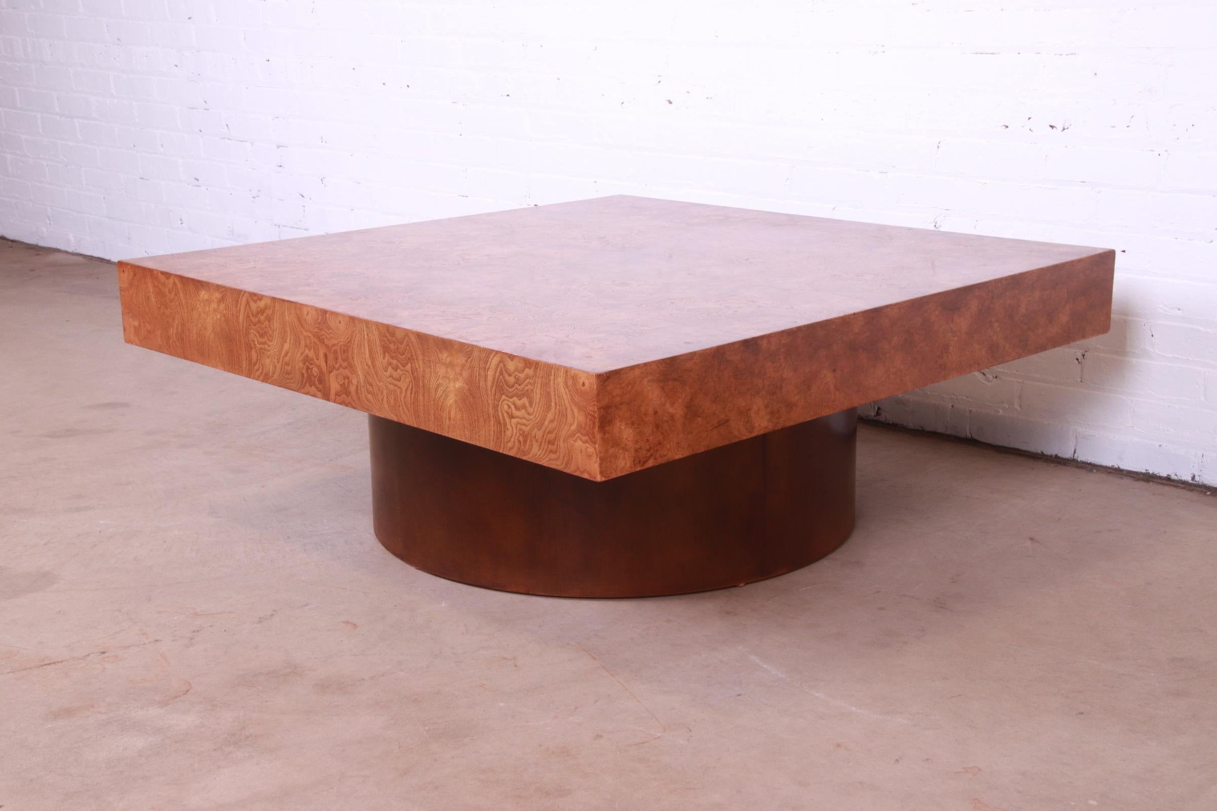 20th Century Milo Baughman Mid-Century Modern Burl Wood Coffee Table, 1970s