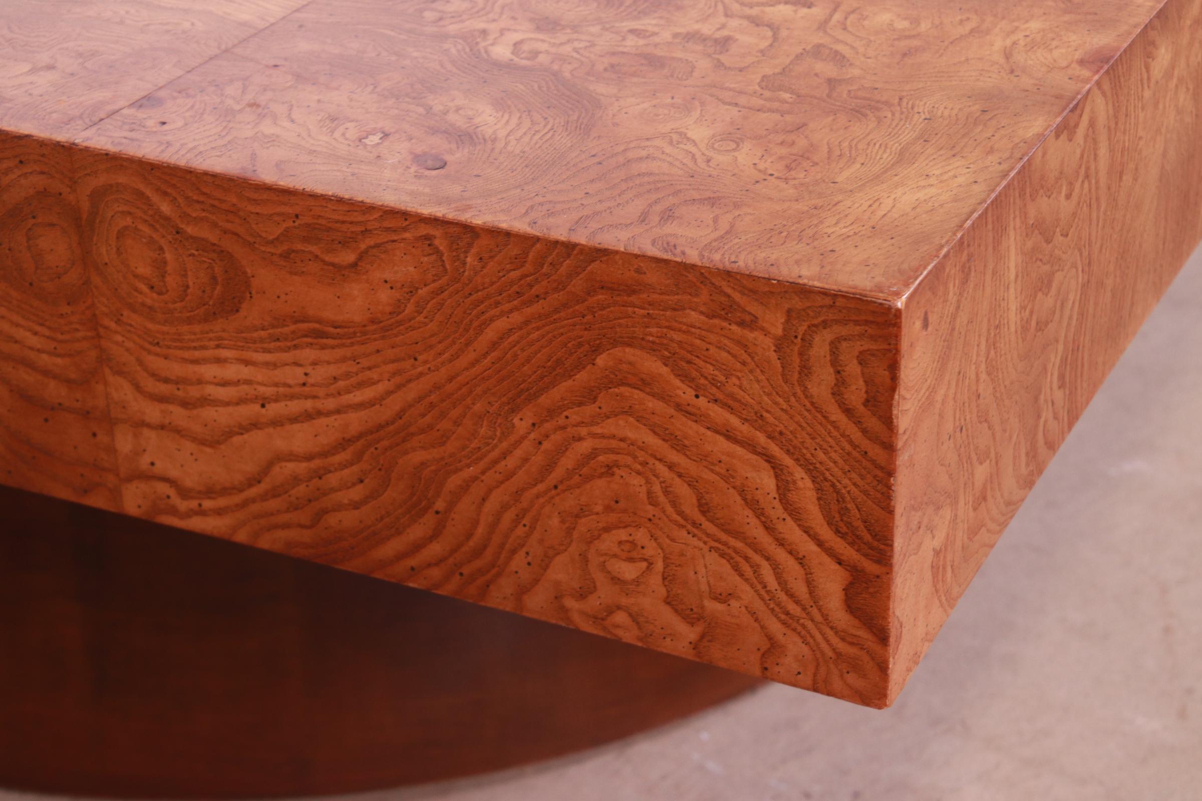Milo Baughman Mid-Century Modern Burl Wood Coffee Table, 1970s 2