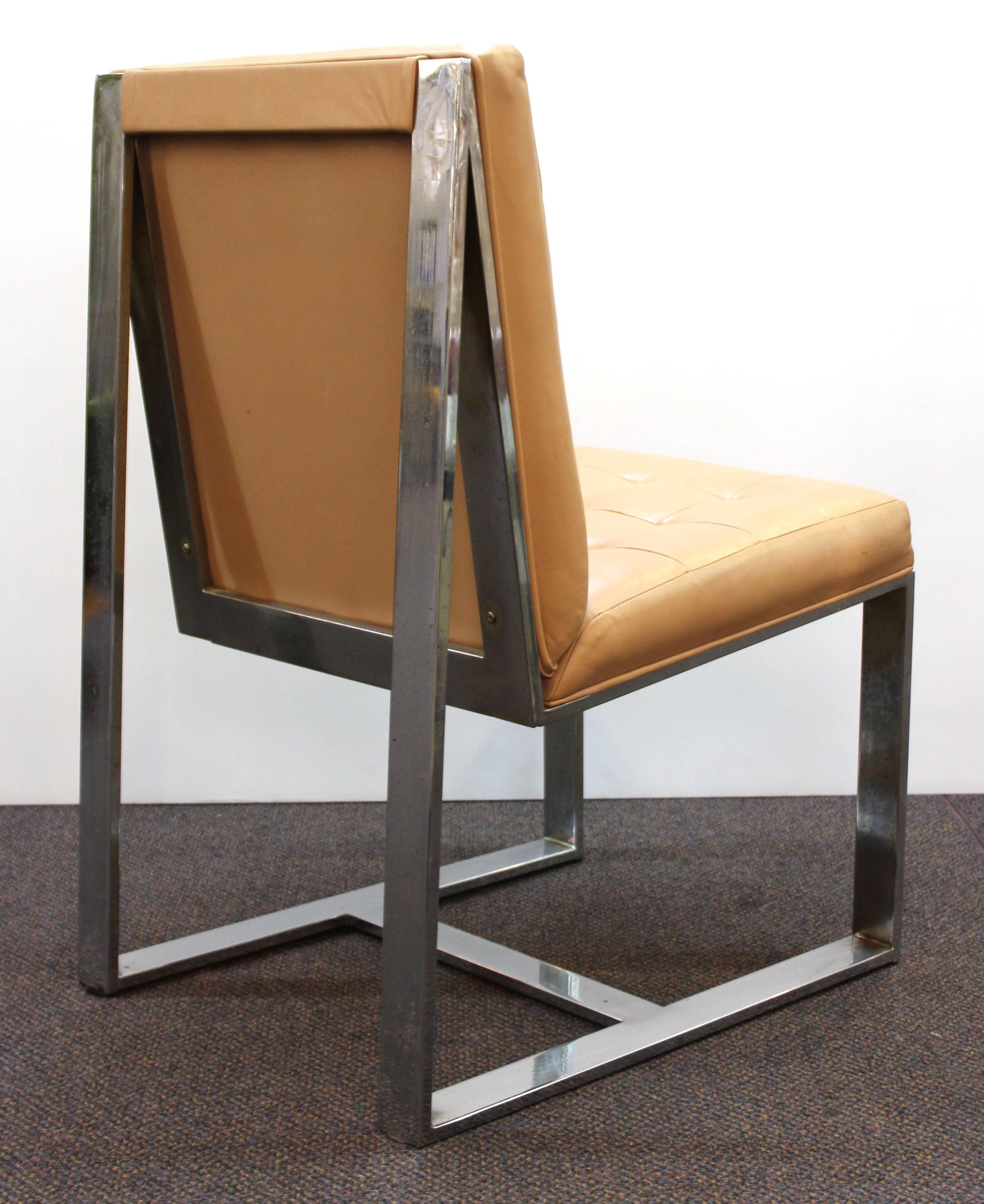Late 20th Century Milo Baughman Mid-Century Modern Cantilevered Chrome Dining Chairs