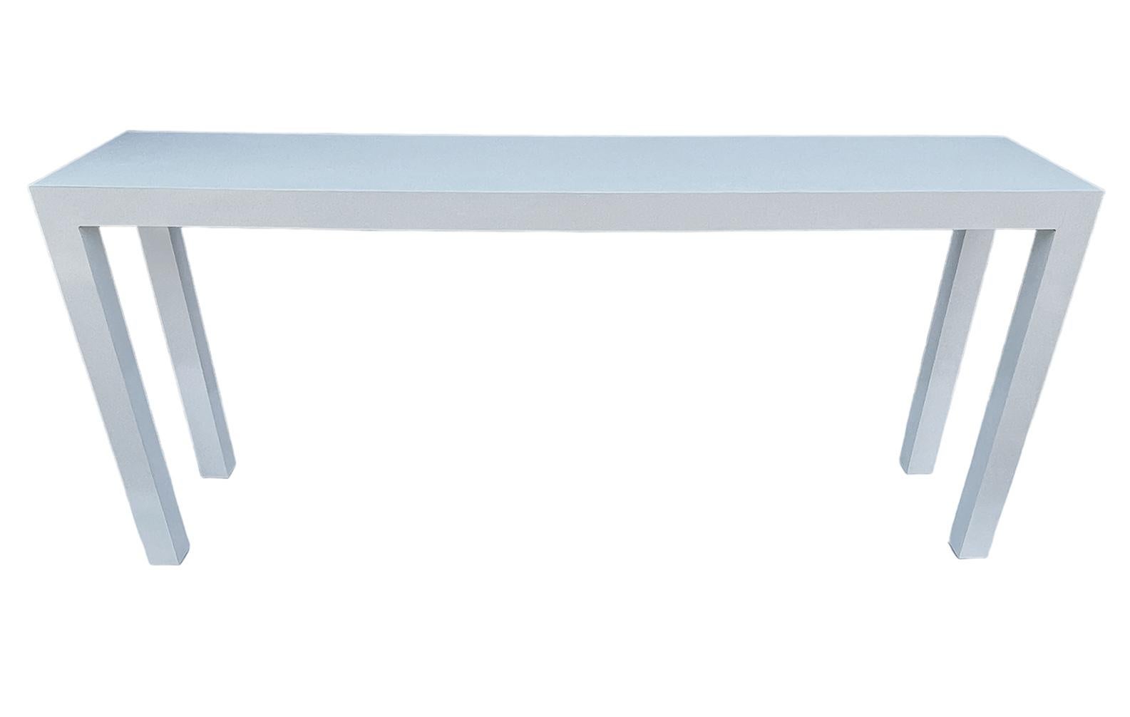 Mid-Century Modern Milo Baughman Mid Century Modern Long Narrow Parsons Console Sofa Table in White For Sale