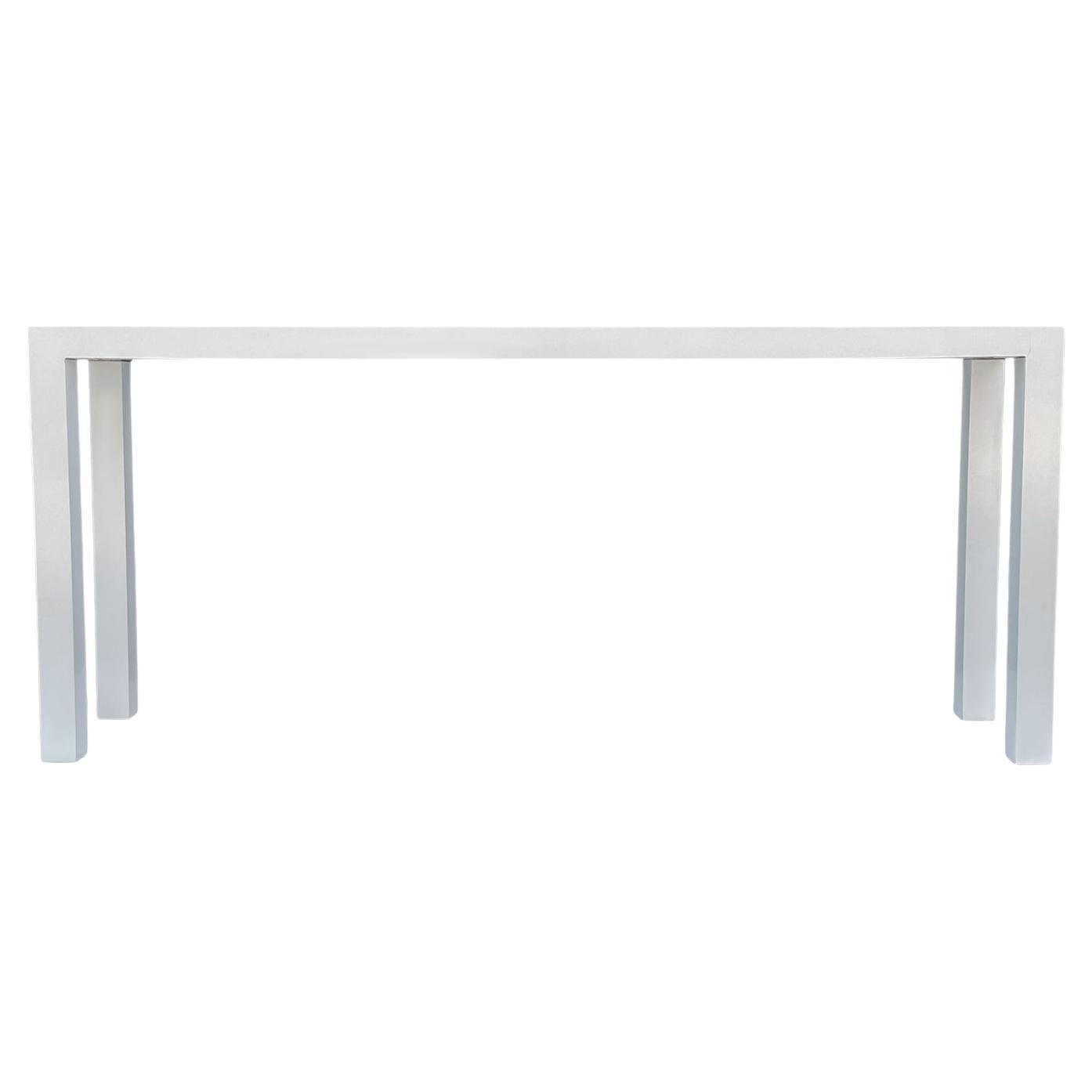 Milo Baughman Mid Century Modern Long Narrow Parsons Console Sofa Table in White For Sale