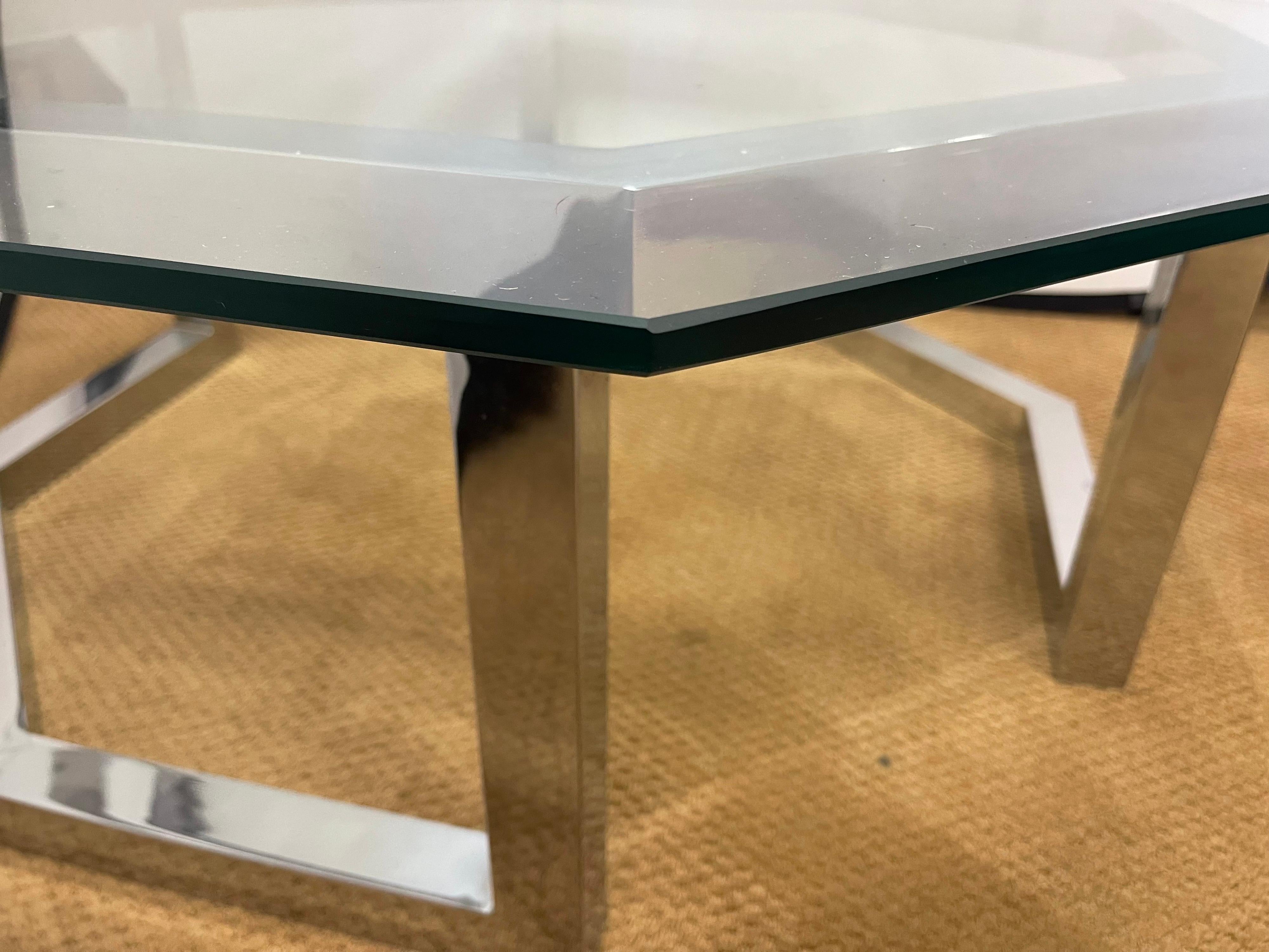 Milo Baughman Mid-Century Modern Octagonal Glass & Chrome Cocktail Coffee Table 8