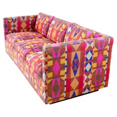Milo Baughman Mid Century Modern Red Tuxedo Floating Sofa